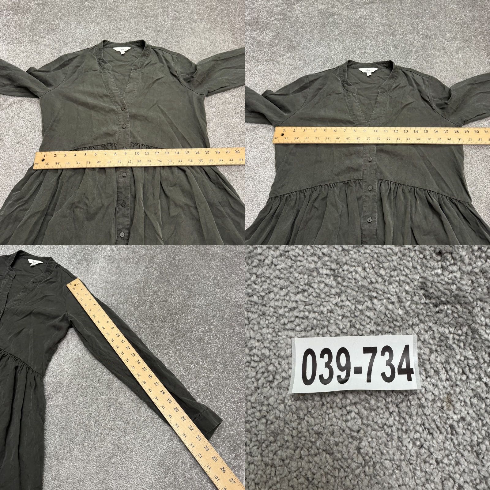 Vintage Ripe Maternity Button Front Collarless Shirt Dress Womens XS Green Long Sleeve Shirt Dress Size XS / US 0-2 / IT 36-38 - 9 Thumbnail