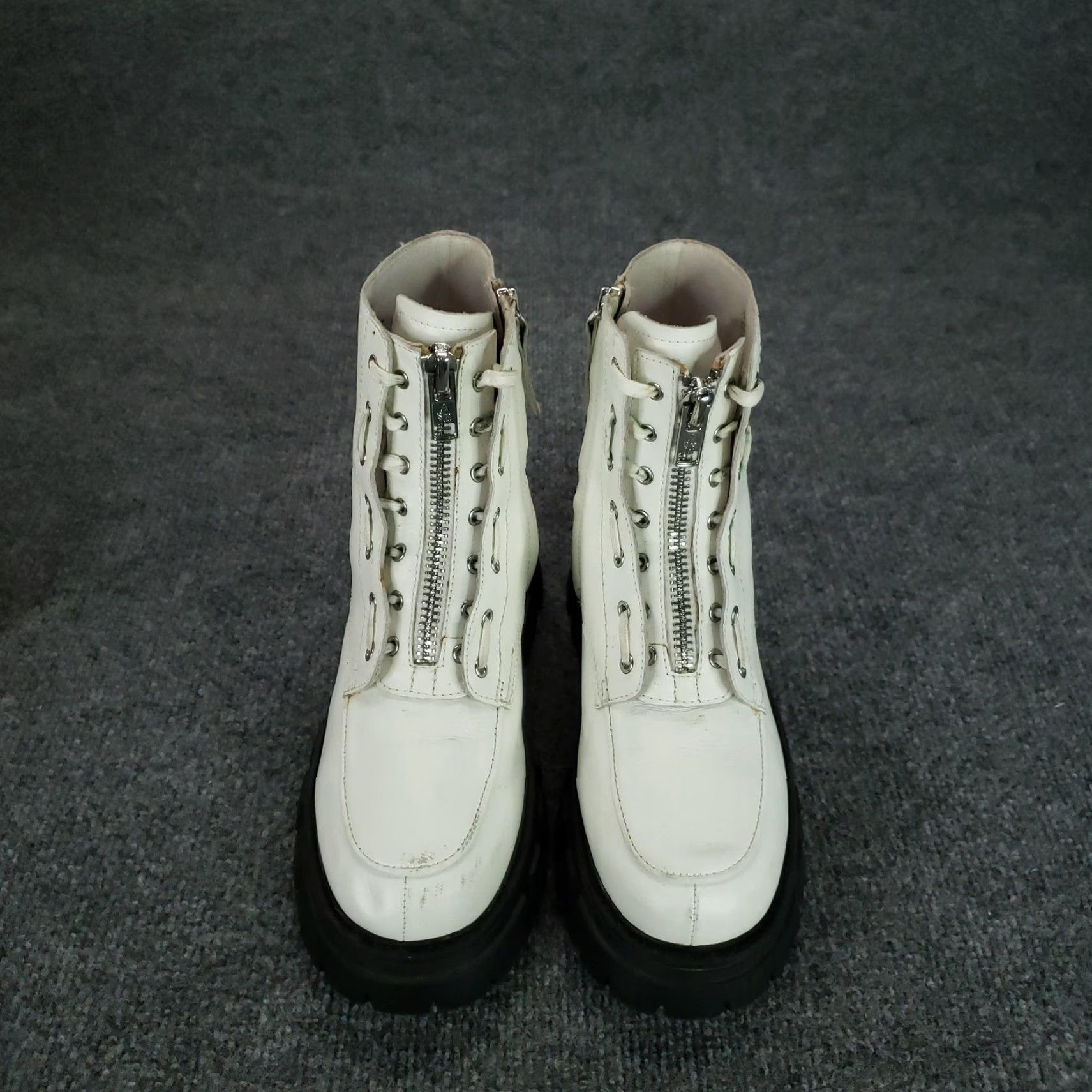 ASH ASH Lynch Boots Womens Size 7.5 White Leather Front Zip Combat Boots Mulit Lug Sole Platform Womens Shoes Size US 7.5 / IT 37.5 - 3 Thumbnail