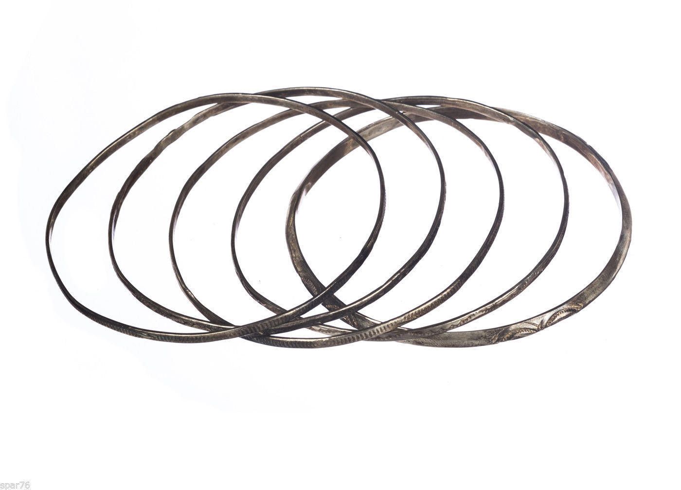Designer Sterling Silver Tribal Inspired 5 Pc Bangle Set Alberto Juan Size ONE SIZE - 3 Thumbnail