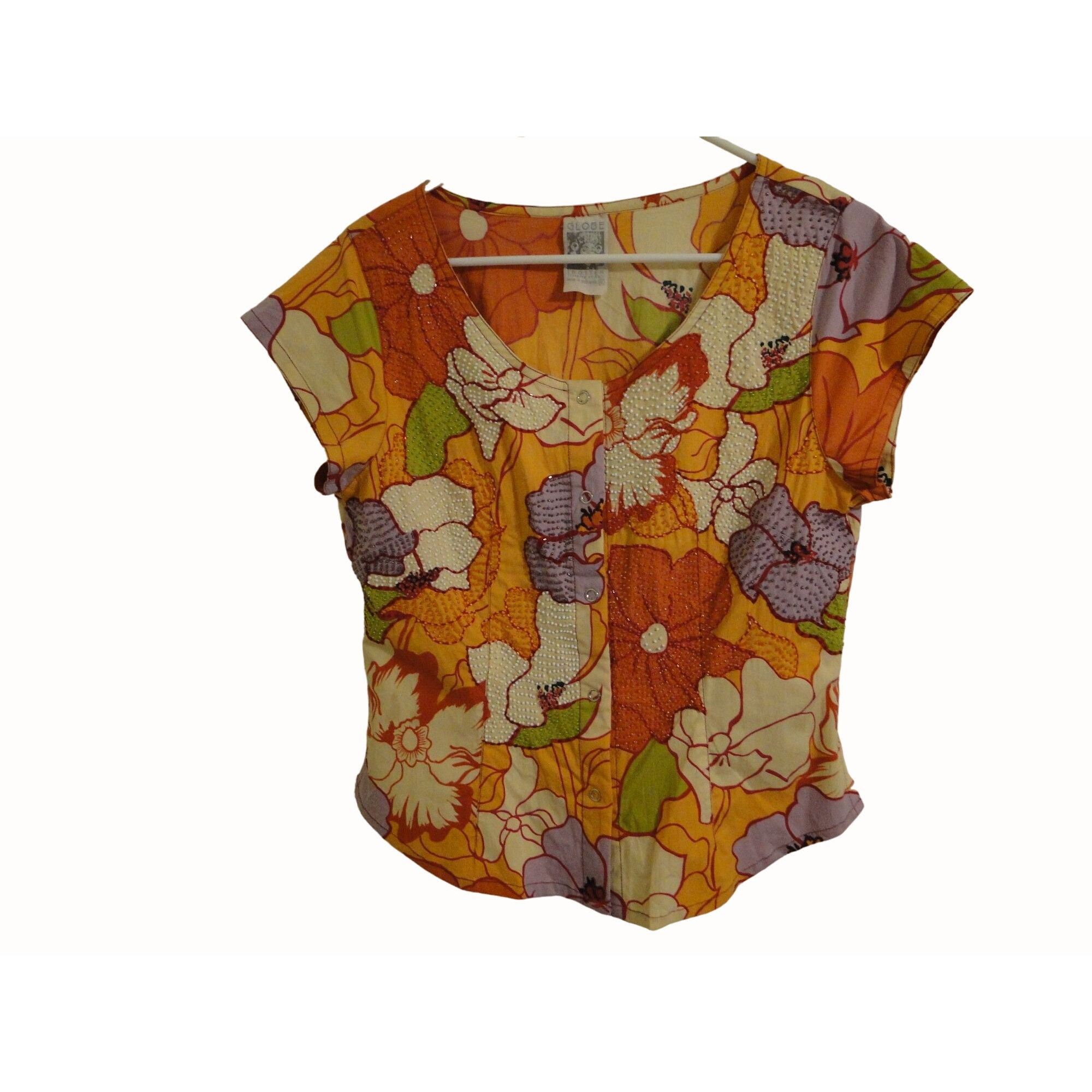 Globe-Trotter Globe Trotter Bali Top Skirt Set XL L Orange Beaded Snap Ruf Size XL / US 12-14 / IT 48-50 - 6 Thumbnail