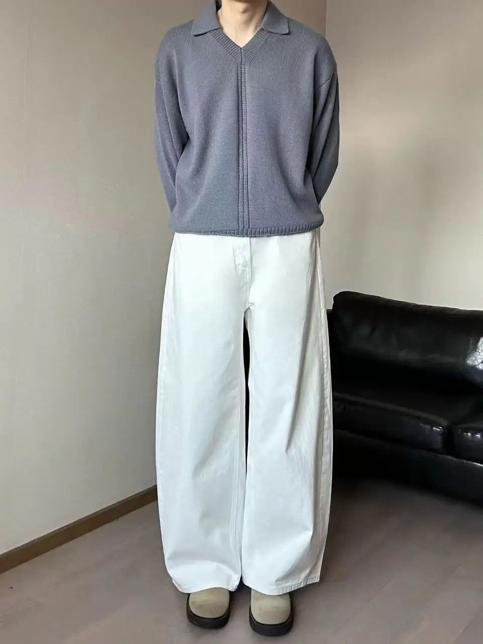 Japanese Brand White Straight Fit Jeans Size US 34 / EU 50 - 5 Thumbnail