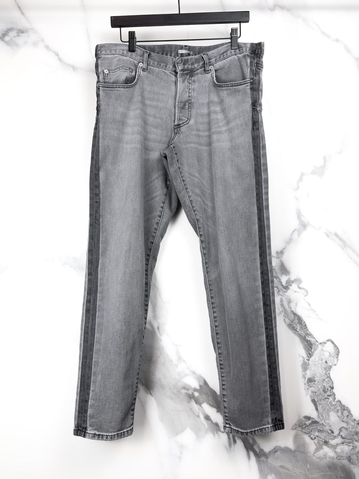 Dior Dior Homme Faded Gray Side Stripe Denim Jeans Whiskered Size US 33 - 1 Thumbnail