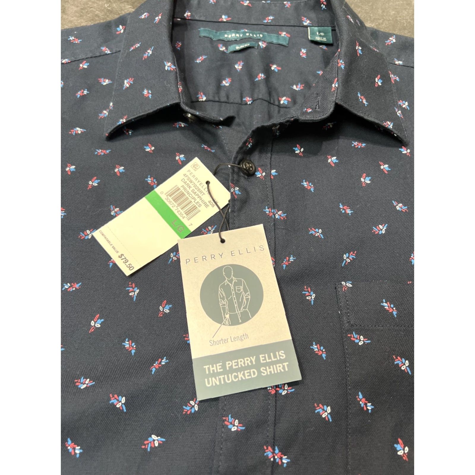 Perry Ellis VINTAGE Perry Ellis Men's Long Sleeve Shirt Sz Large Blue Slim Fit Collared Button-Up Travel Size US L / EU 52-54 / 3 - 3 Thumbnail