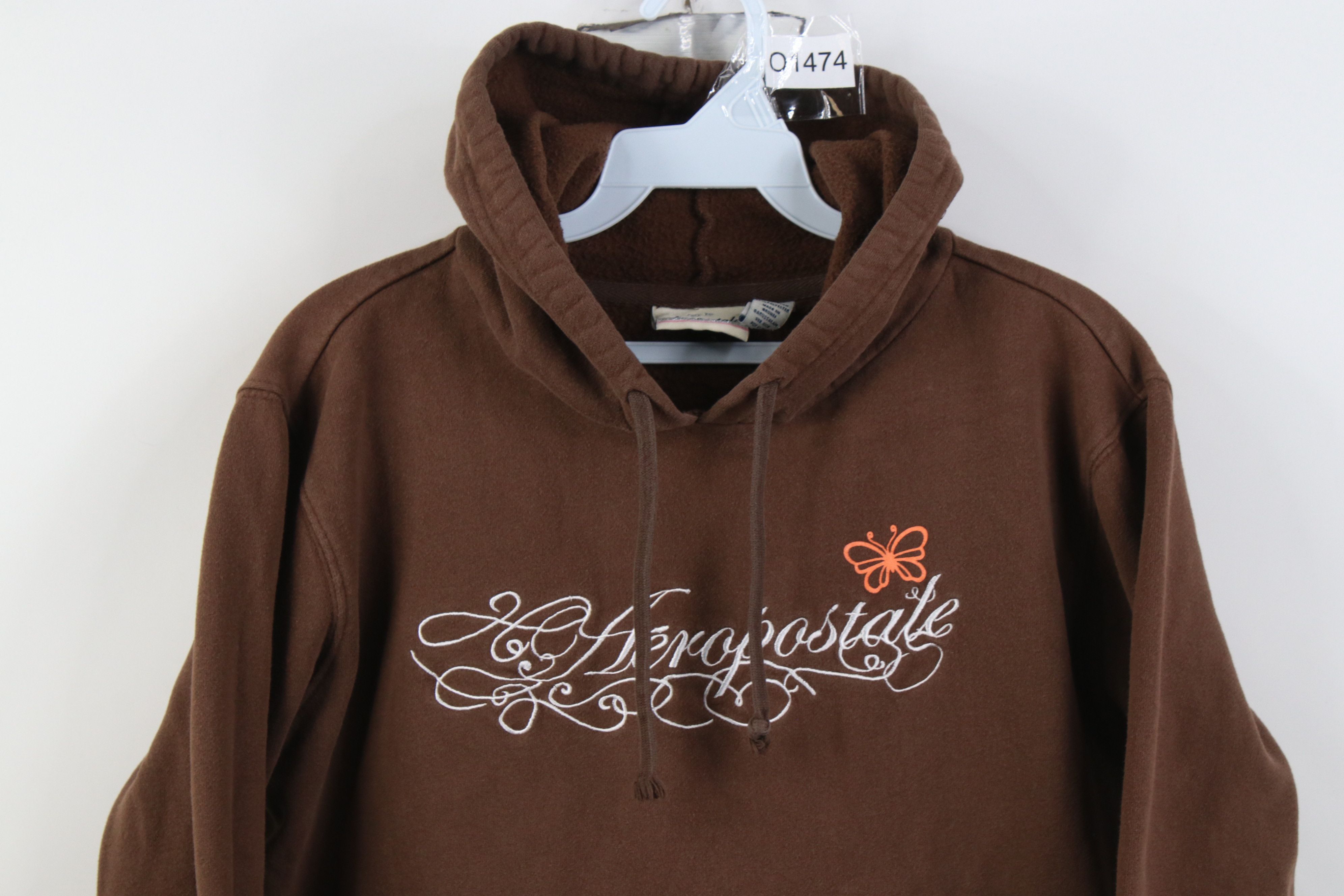 Aeropostale Vintage 90s Y2K Aeropostale Butterfly Cropped Hoodie Brown Size M / US 6-8 / IT 42-44 - 2 Thumbnail