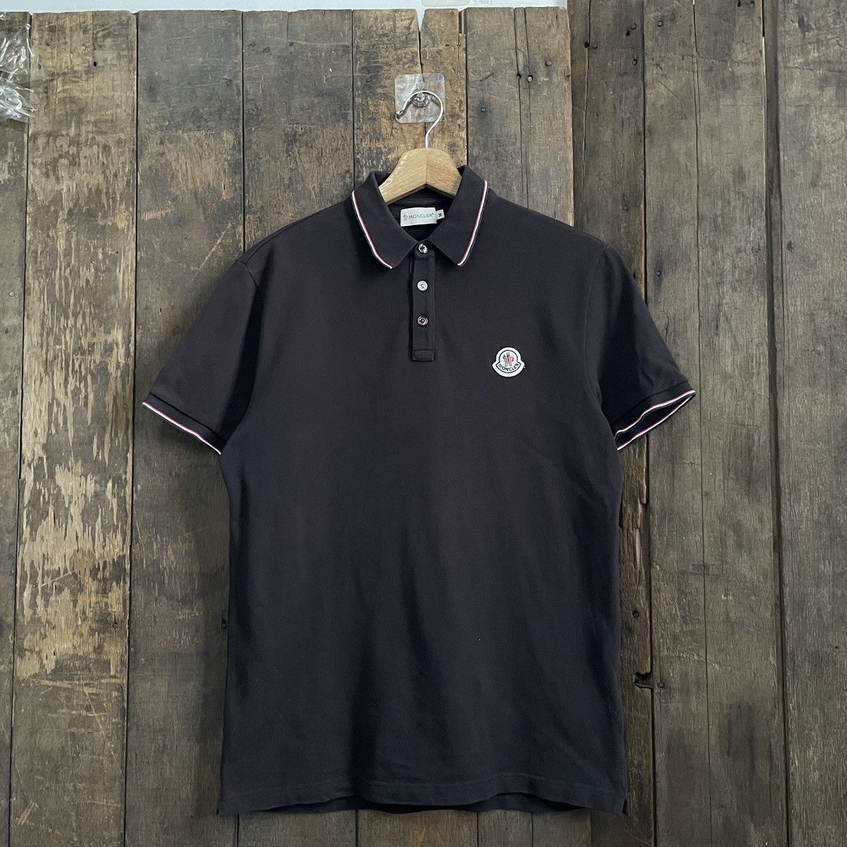 image of Vintage Moncler Black Polo Shirt, Men's (Size Medium)