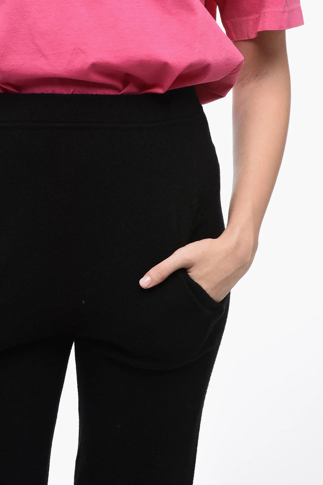 Saint Laurent Paris og1mm0326 High-Waisted Cashmere Joggers in Black Size 27" / US 4 / IT 40 - 3 Thumbnail
