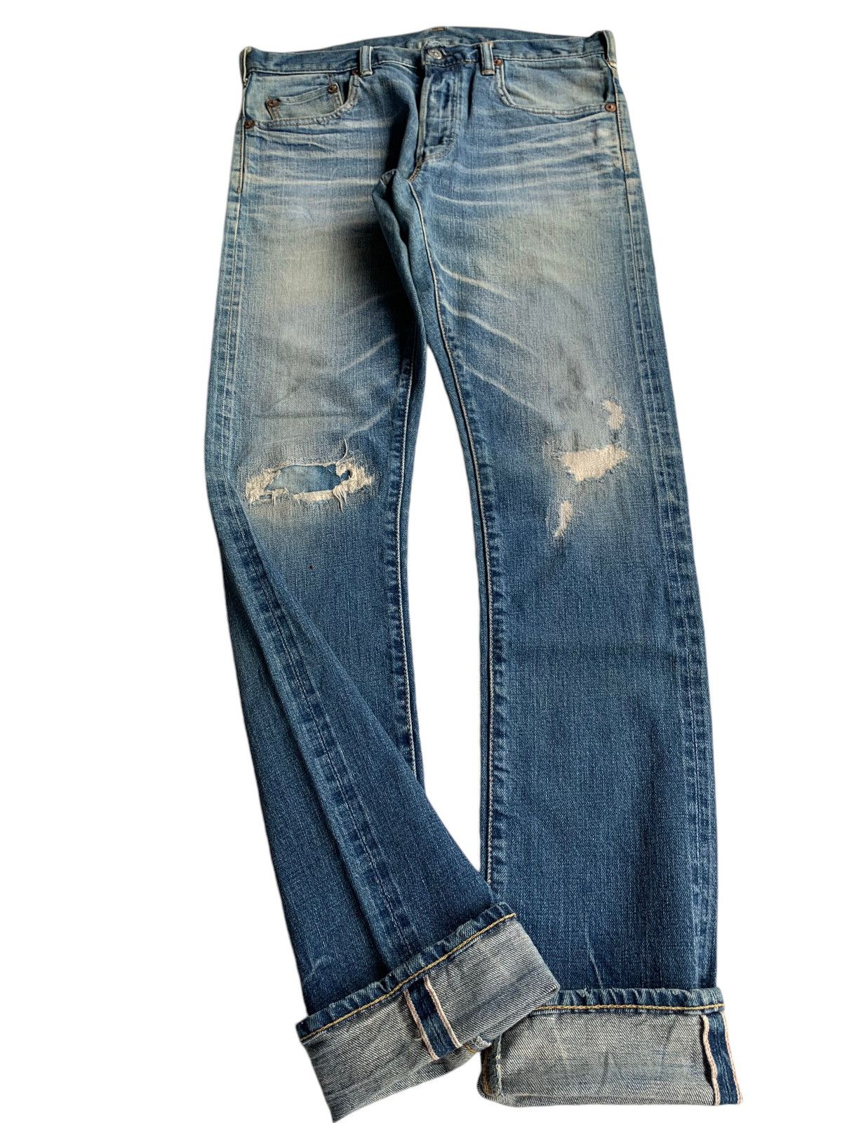 If Six Was Nine × Jean × Markaware MARKAWARE JAPANESE PUNK STYLE SELVEDGE DISTRESSED DENIM☠️☠️ Size US 30 / EU 46 - 6 Thumbnail