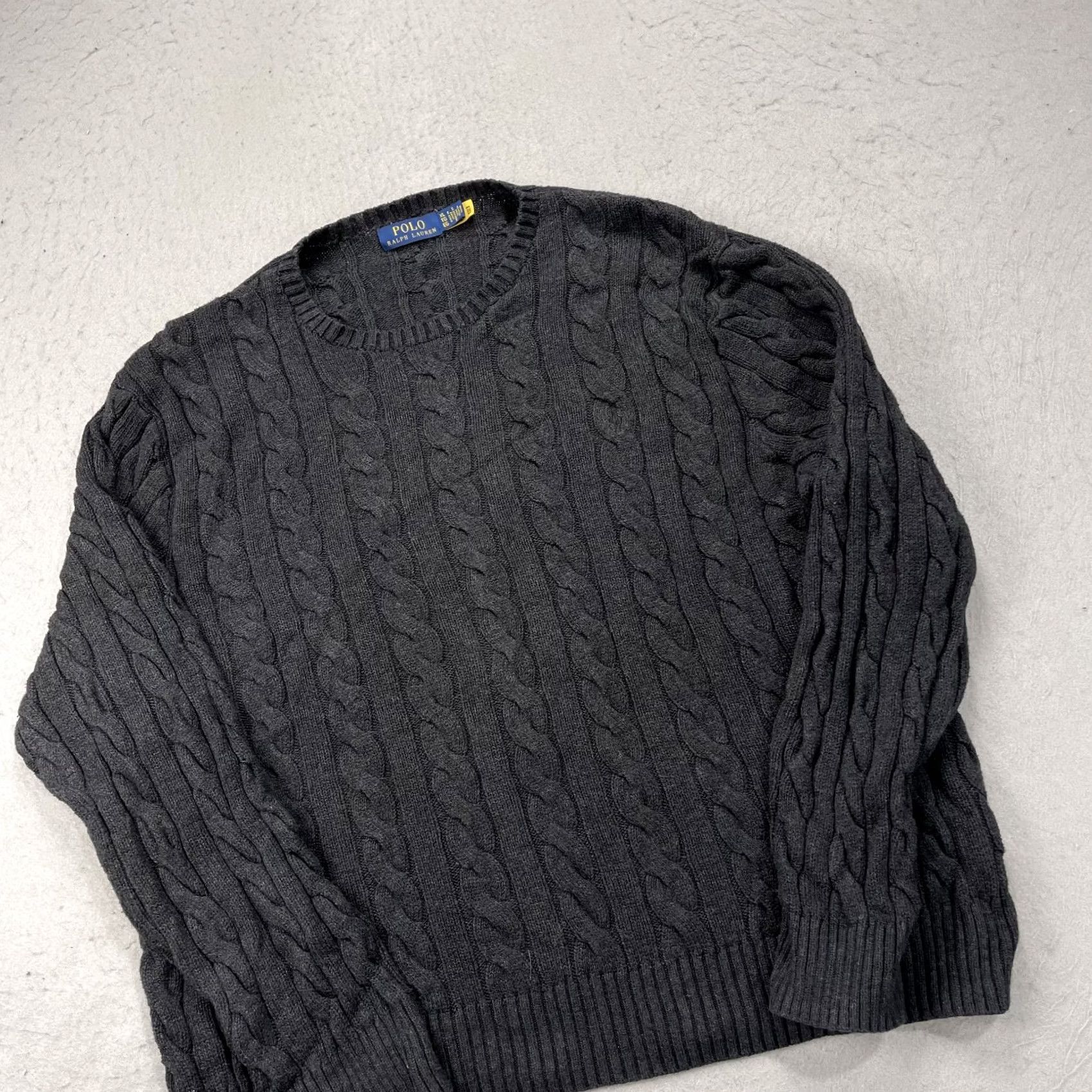 Polo Ralph Lauren Polo Ralph Lauren Sweater Mens XL Gray Cable Knit CrewNeck Cotton Jumper Preppy Size US XL / EU 56 / 4 - 3 Thumbnail