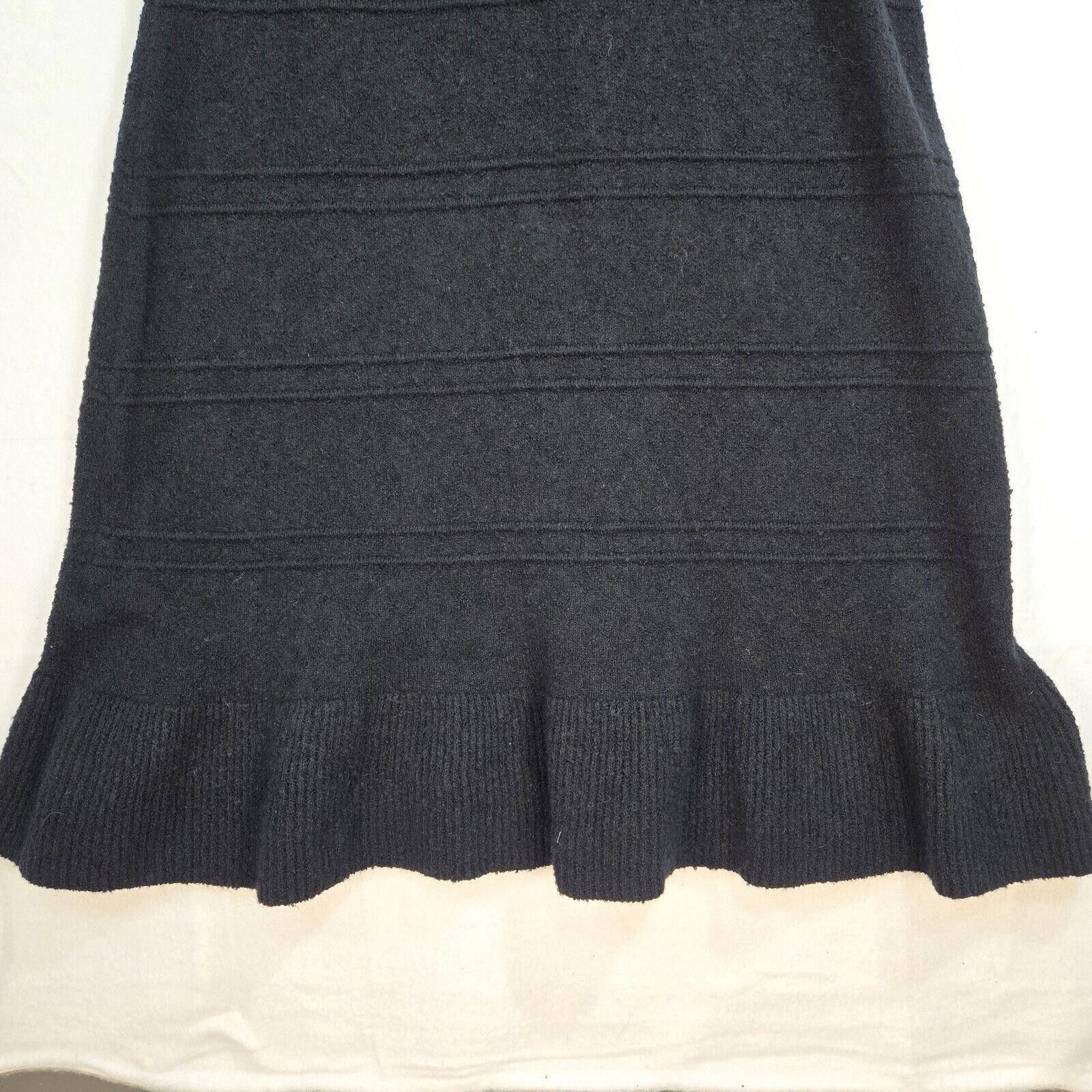 Designer Sundays Anthro Mini Knit Dress Ruffled Sleeve Black V Neck L Size L / US 10 / IT 46 - 5 Thumbnail