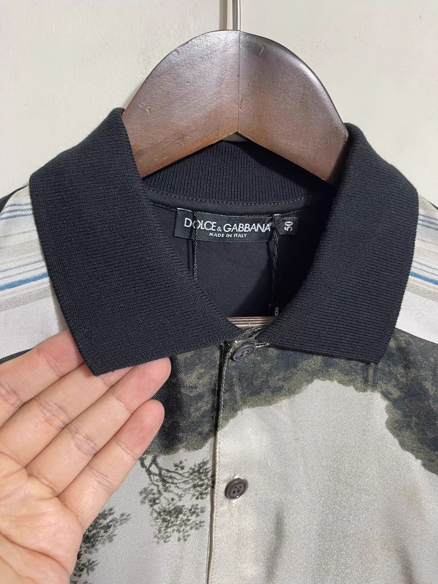Dolce & Gabbana DG Slim Fit Silk-Cotton Roman Temple Polo 50 Size US M / EU 48-50 / 2 - 3 Thumbnail