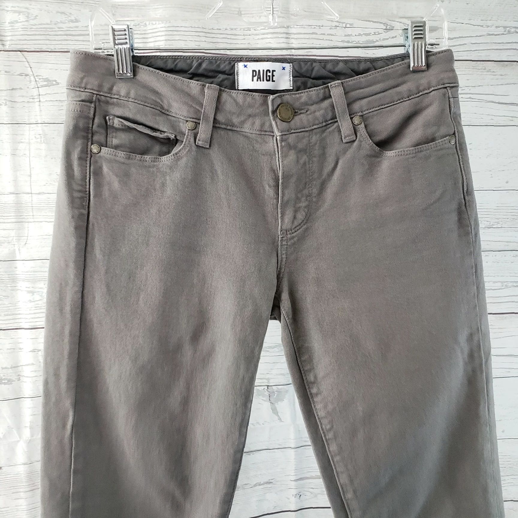 Paige Paige Skyline Skinny Jeans Gray 28 Regular Women Low Rise Cotton Blend Denim Inseam 28.5 Zip Jeans Boys? Size 28" / US 6 / IT 42 - 2 Thumbnail