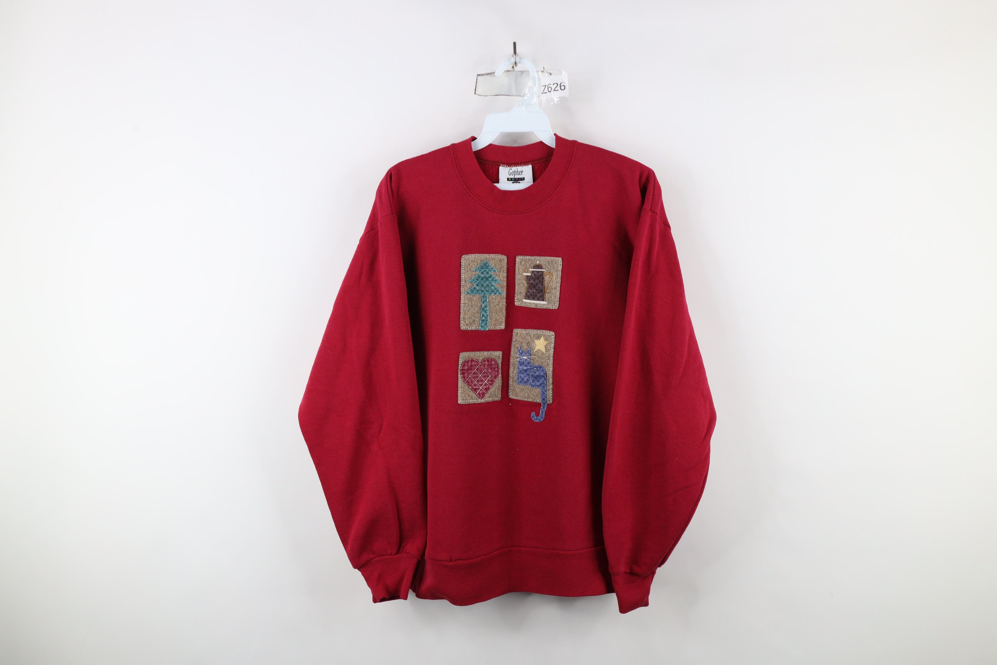 Vintage Vintage 90s Country Primitive Tree Cat Coffee Sweatshirt USA Size M / US 6-8 / IT 42-44 - 1 Thumbnail