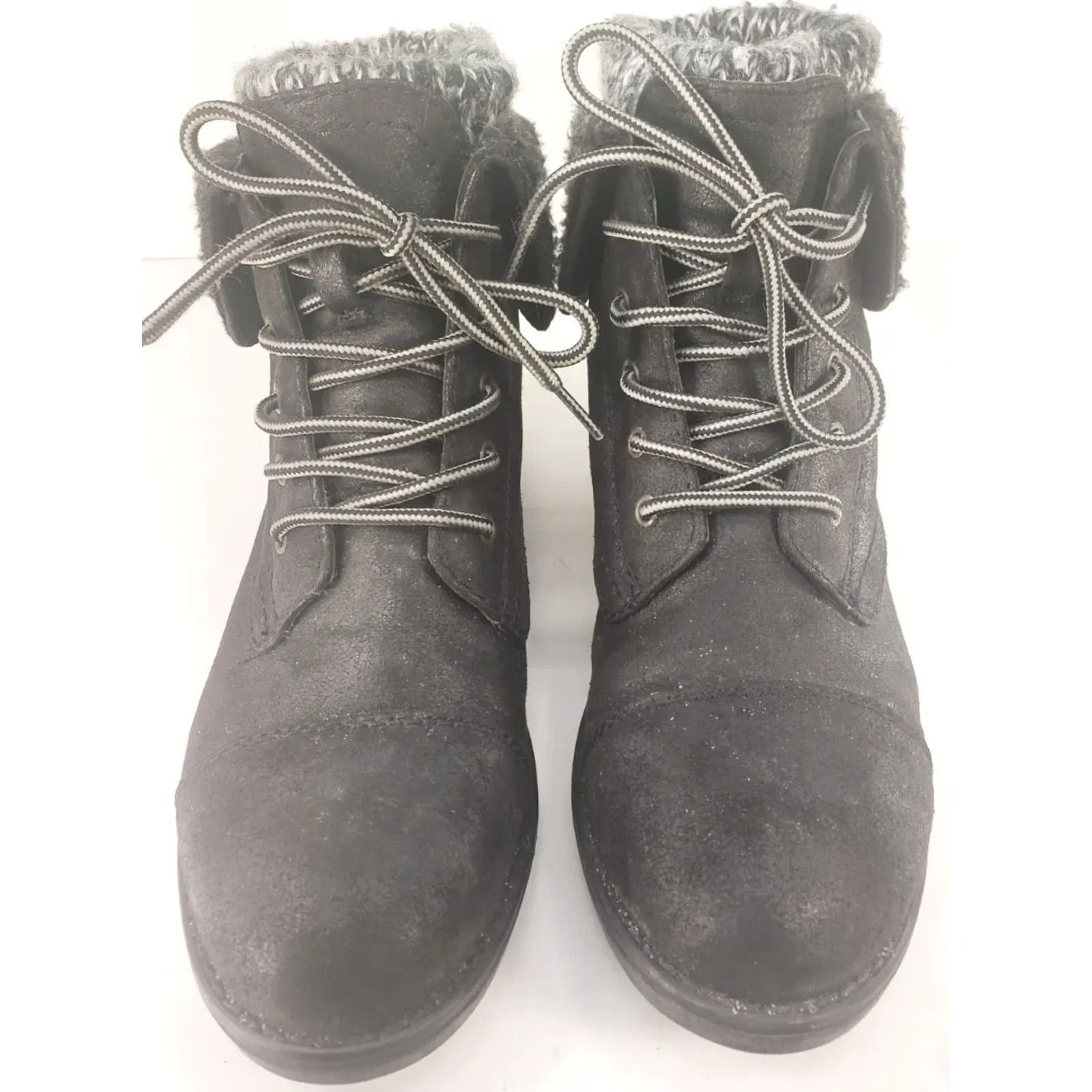 Vintage White Mountain Women's Black Sweater Top Lace Up Ankle Boots 8M Size M / US 6-8 / IT 42-44 - 3 Thumbnail