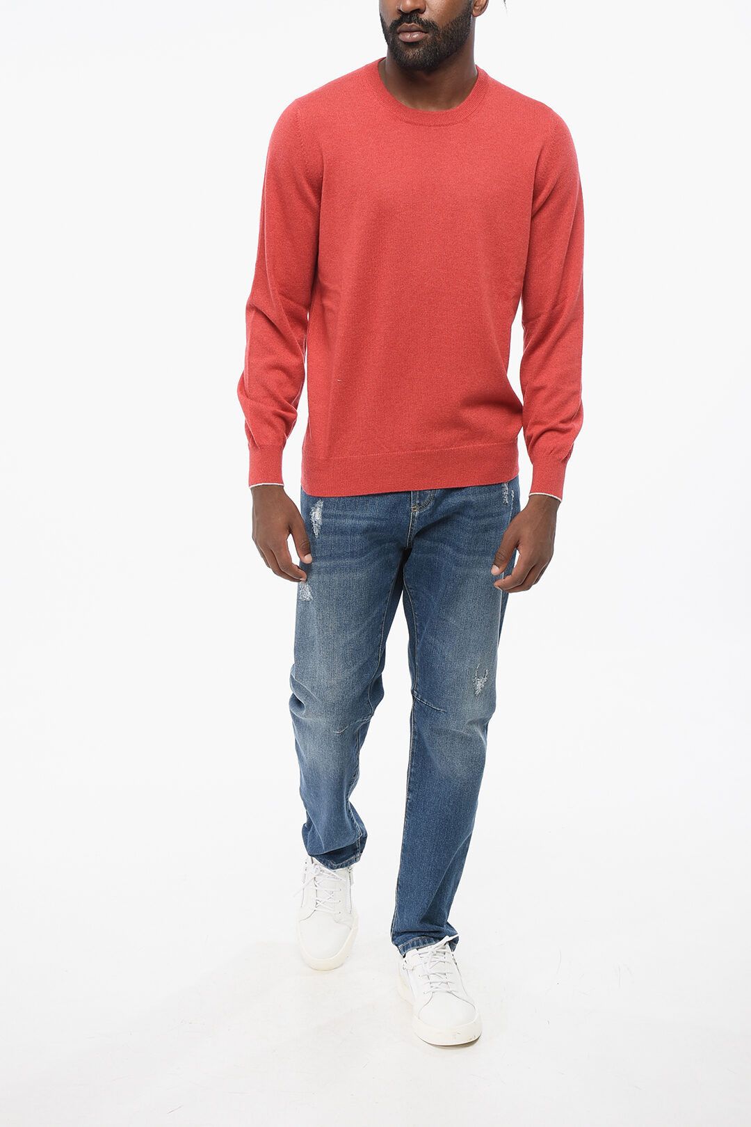 Brunello Cucinelli og1mm0725 Crewneck Pure Cashmere Sweater in Red Size US M / EU 48-50 / 2 - 4 Thumbnail