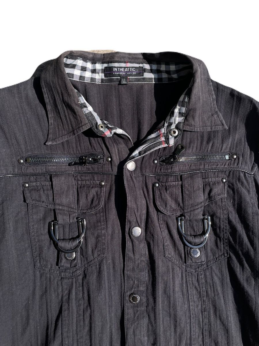 If Six Was Nine 2000s Japanese archive Vkei Zip Gimmic Belted Shirts Y2K Size US S / EU 44-46 / 1 - 5 Thumbnail