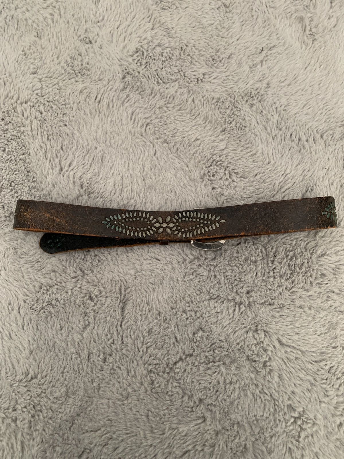 Vintage Vintage Studded Leather Belt Distressed Grunge Size 32 - 8 Thumbnail