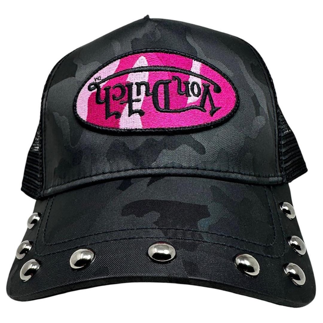 Von Dutch Von Dutch Trucker Black & Pink Studded Upside Down Patch Size ONE SIZE - 2 Thumbnail