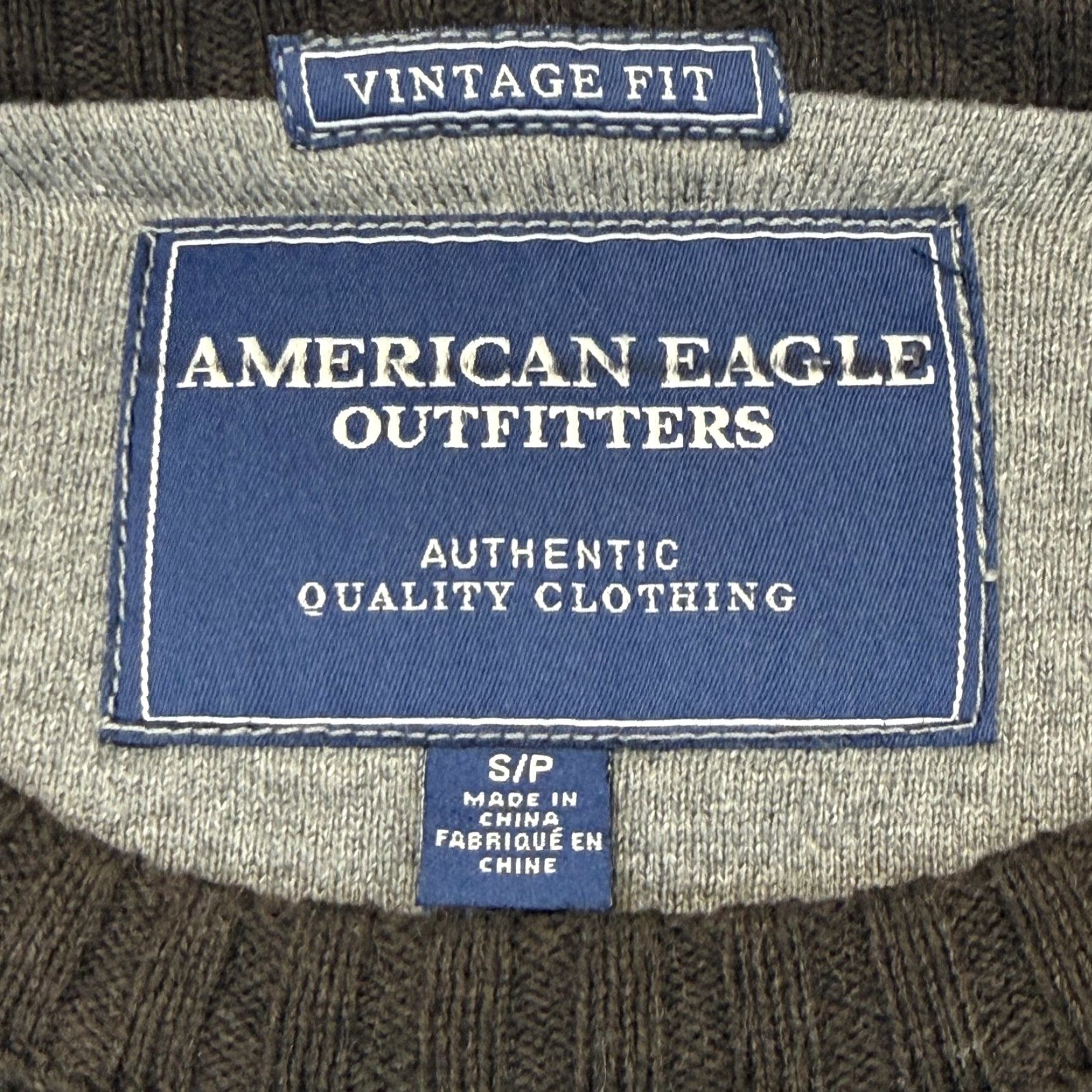 American Eagle Outfitters American Eagle Outfitters Sweater Mens Small Brown Crewneck Logo Knit Pullover Size US S / EU 44-46 / 1 - 3 Thumbnail