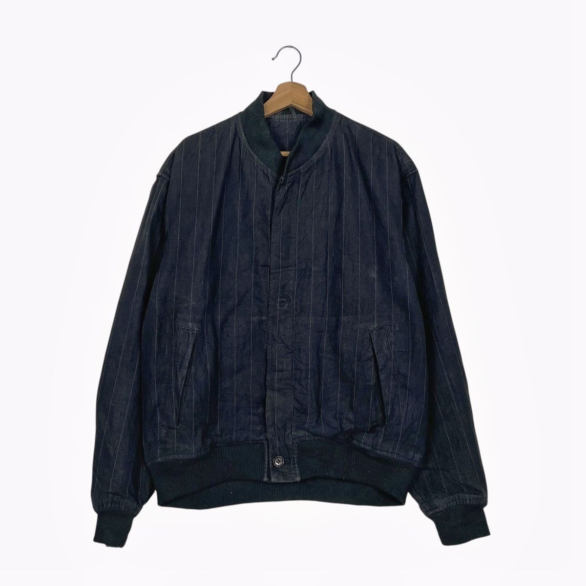 Comme des Garcons Homme Vintage 80s Comme Des Garcons Striped Linen Bomber Jacket Size US M / EU 48-50 / 2 - 1 Thumbnail