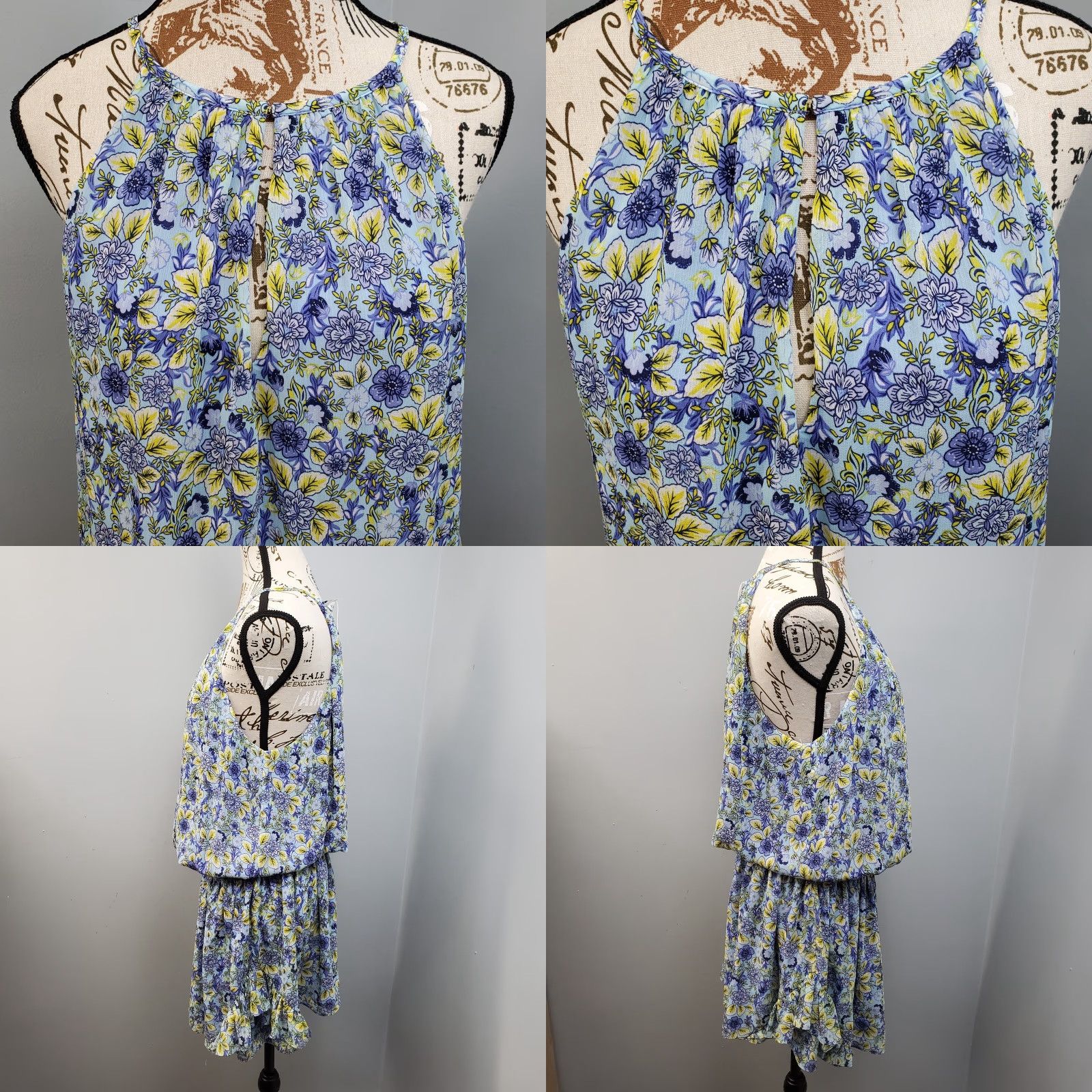 Ramy Brook Ramy Brook Halter Dress Womens L Floral Lined Smocked Waist Peplum Hem Pencil? Size L / US 10 / IT 46 - 8 Thumbnail