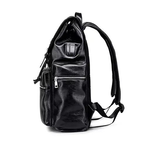 VIBE Capacity Streetwear PU Leather Backpack Bag Size ONE SIZE - 2 Thumbnail