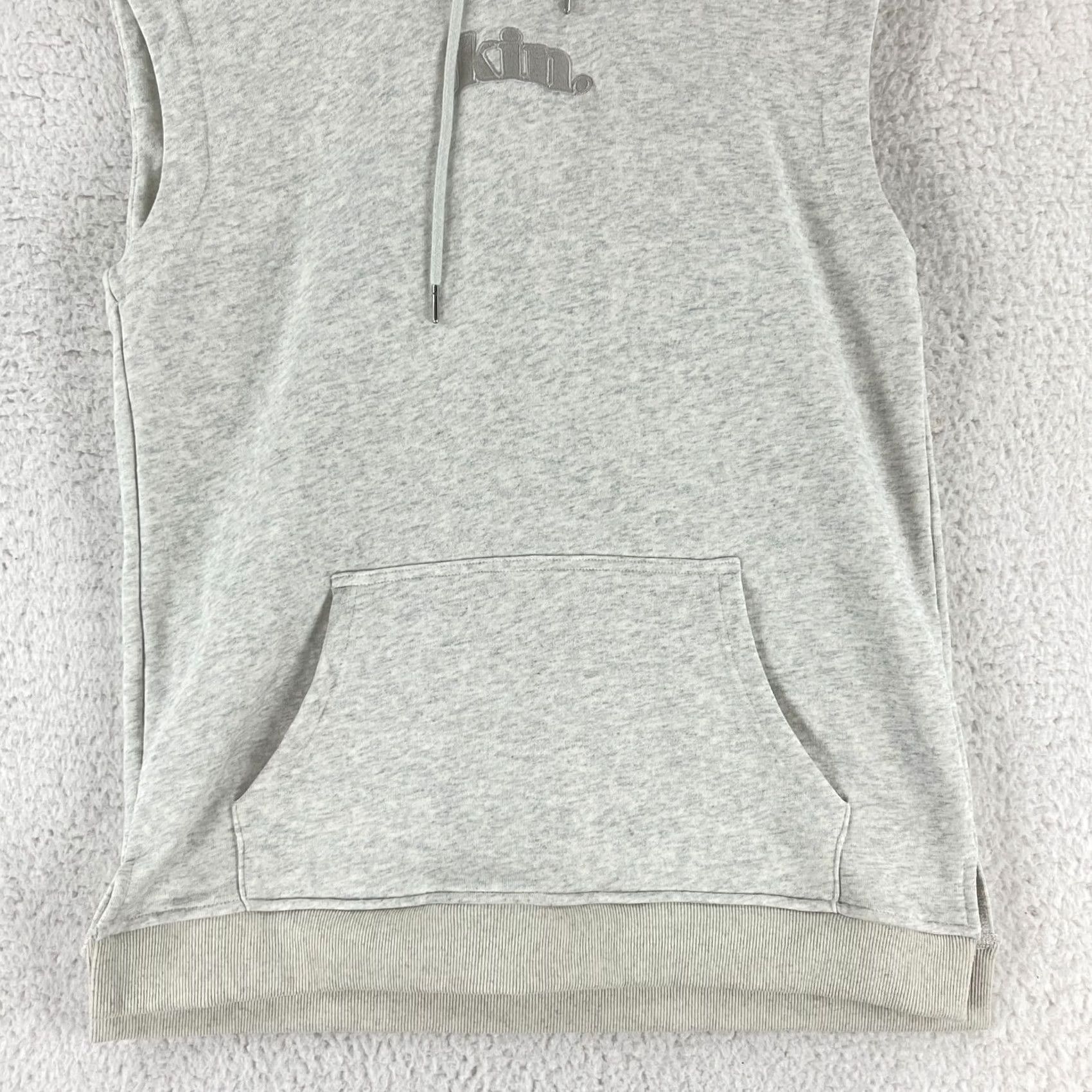Skin Kin Pullover Sweatshirt Unisex Adults M Gray Heathered 100% Cotton Sleeveless Hooded Lined Pockets Casual Modern Knit Winter Spring Summer Fall Size M / US 6-8 / IT 42-44 - 3 Thumbnail