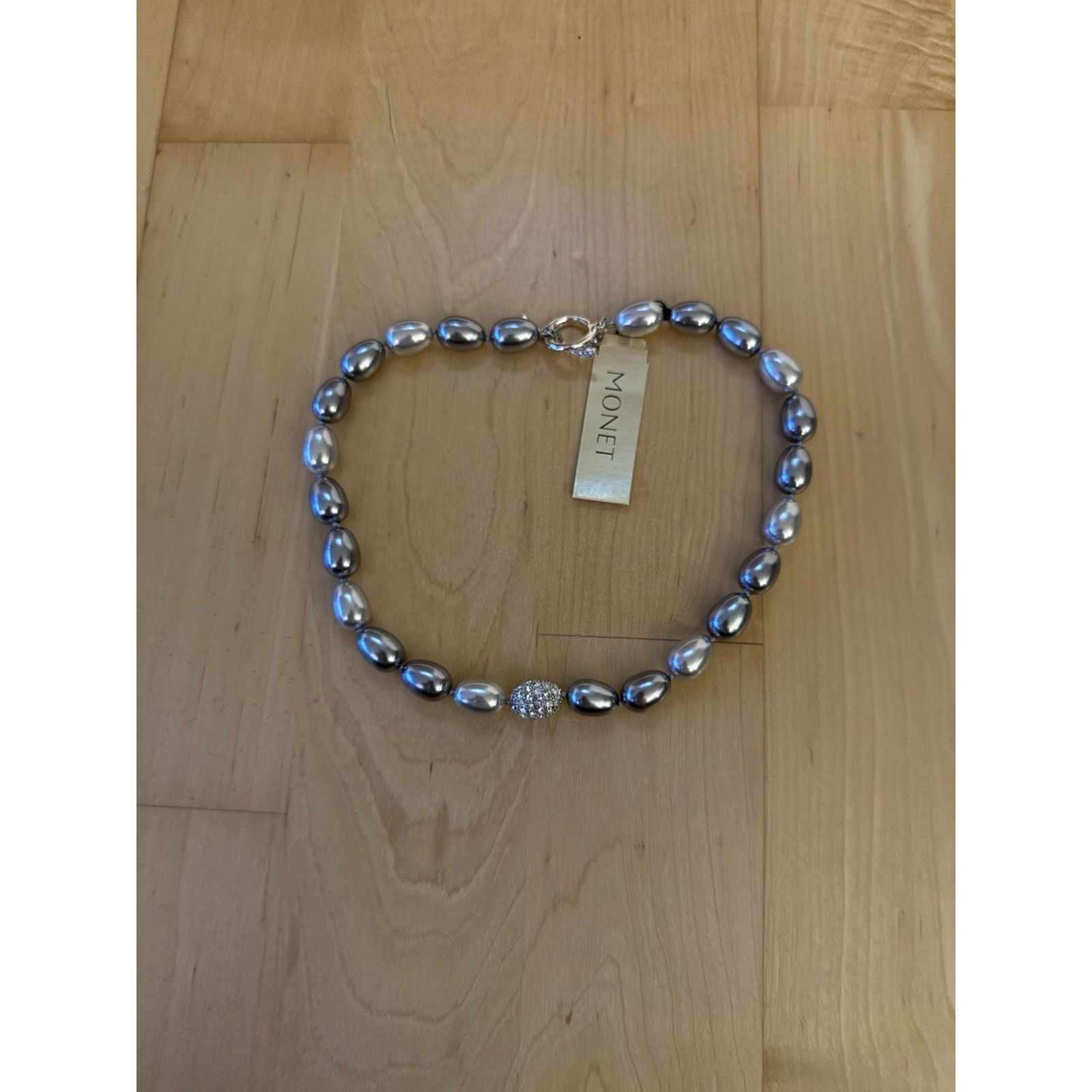 Monet NWT MONET Dark Grey Baroque Pearl Rhinestone Bead Necklace Size ONE SIZE - 1 Thumbnail