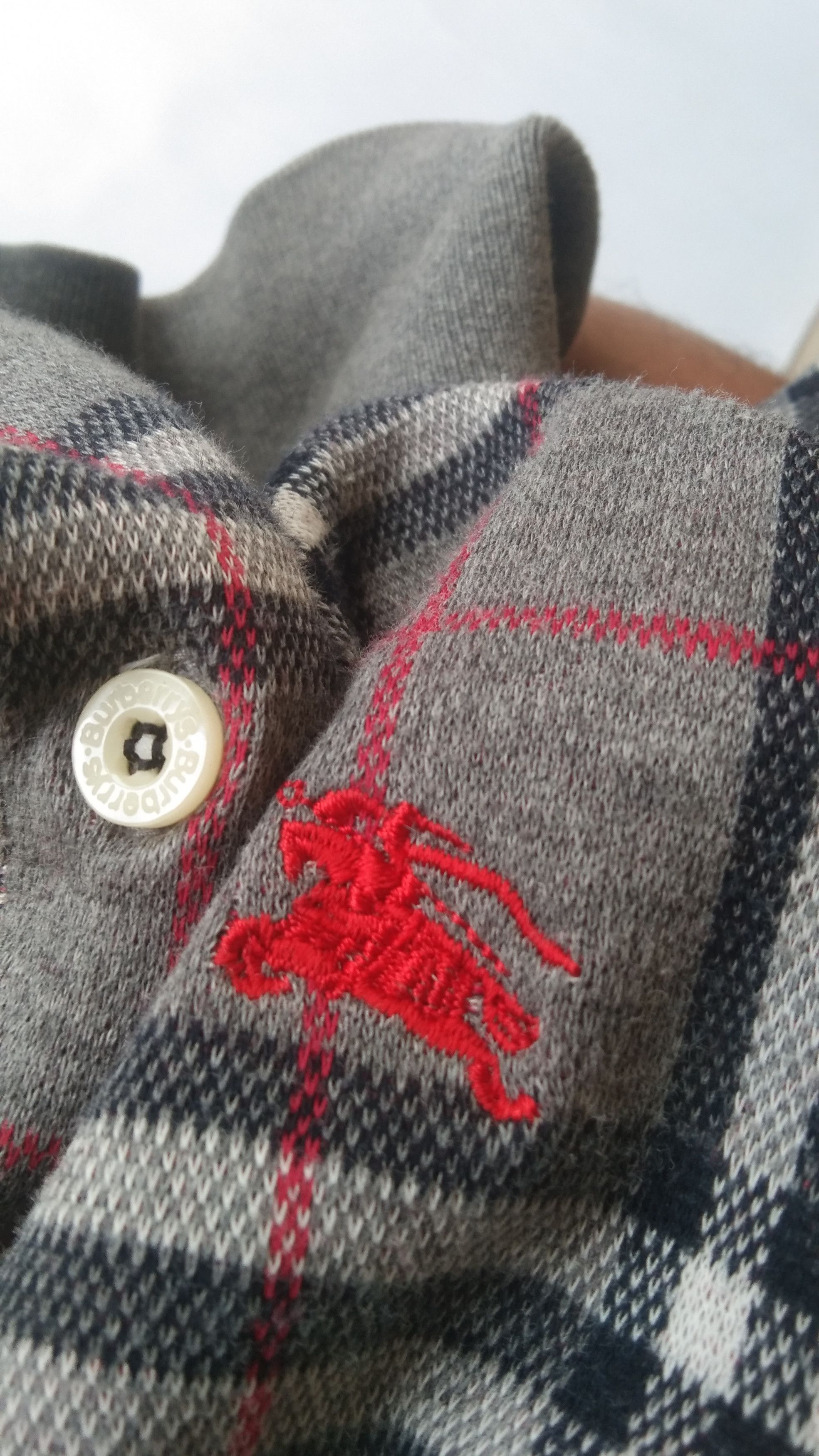 Burberry × Vintage Vtg Burberrys nova check grey long poloshirr Size US M / EU 48-50 / 2 - 5 Thumbnail