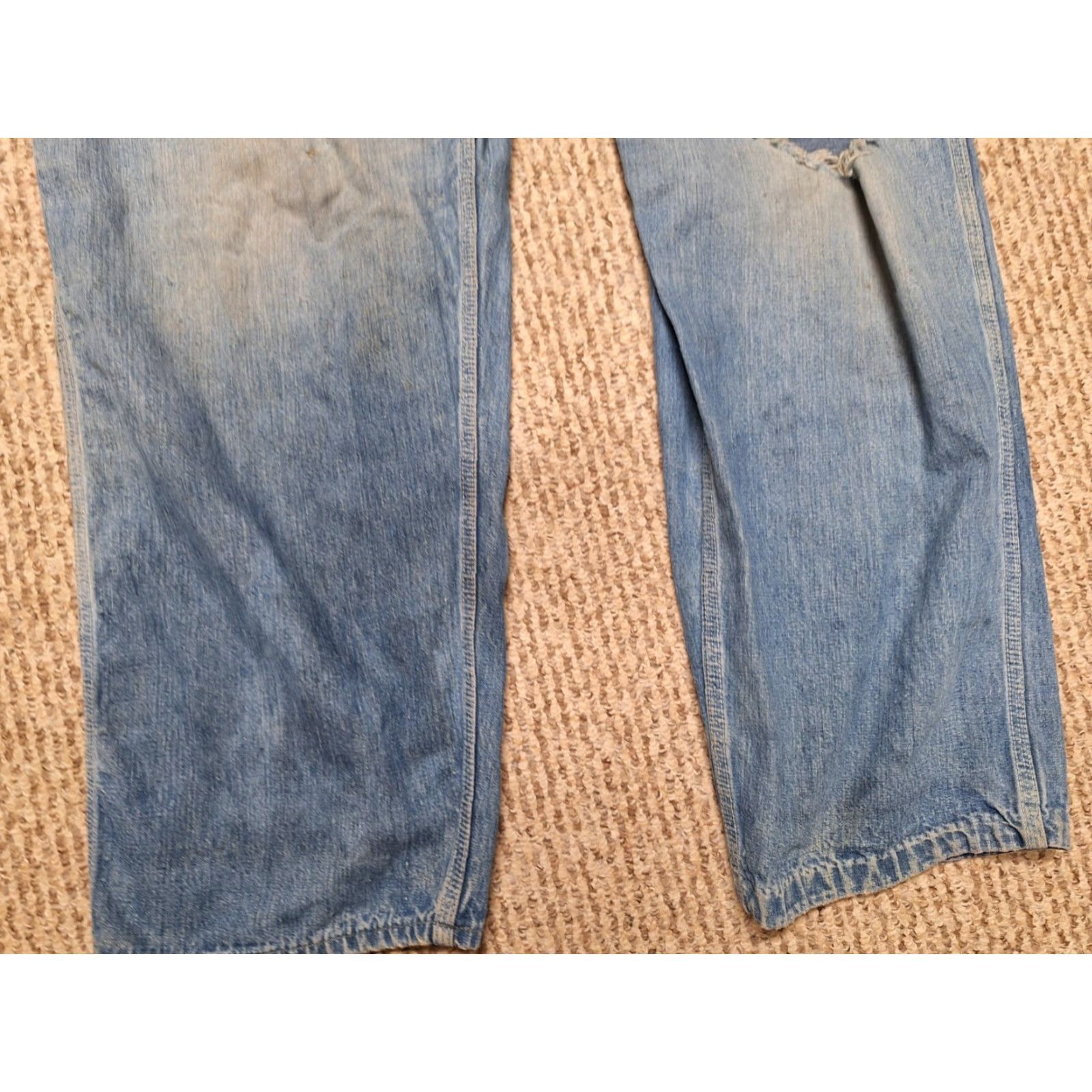 Lee VINTAGE 60s Lee Overalls Distressed Work Sz 41 Denim Blue 1960s Mens Female? Size US 41 - 2 Thumbnail