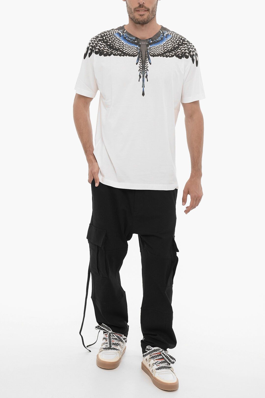 Marcelo Burlon og1mm0824 Crewneck Grizzly Wings T-Shirt in White Size US XXL / EU 58 / 5 - 4 Thumbnail