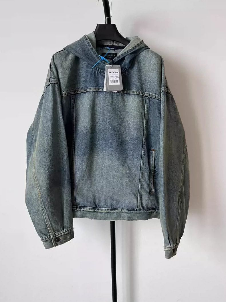 Balenciaga Denim long sleeve pullover hooded jacket