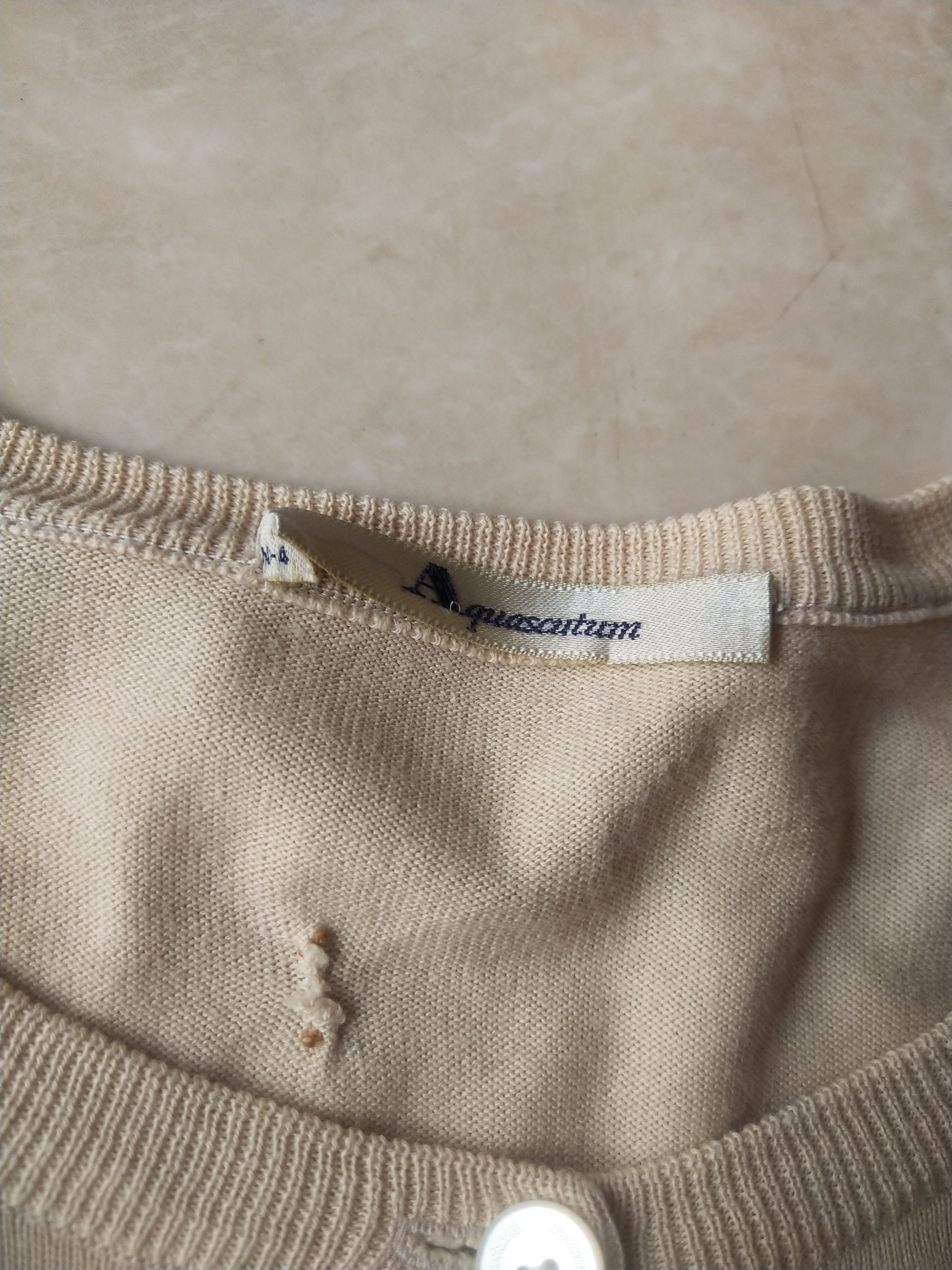 Aquascutum Vintage Aquascutum London Cream Cotton Knit Cardigan Size M / US 6-8 / IT 42-44 - 7 Thumbnail