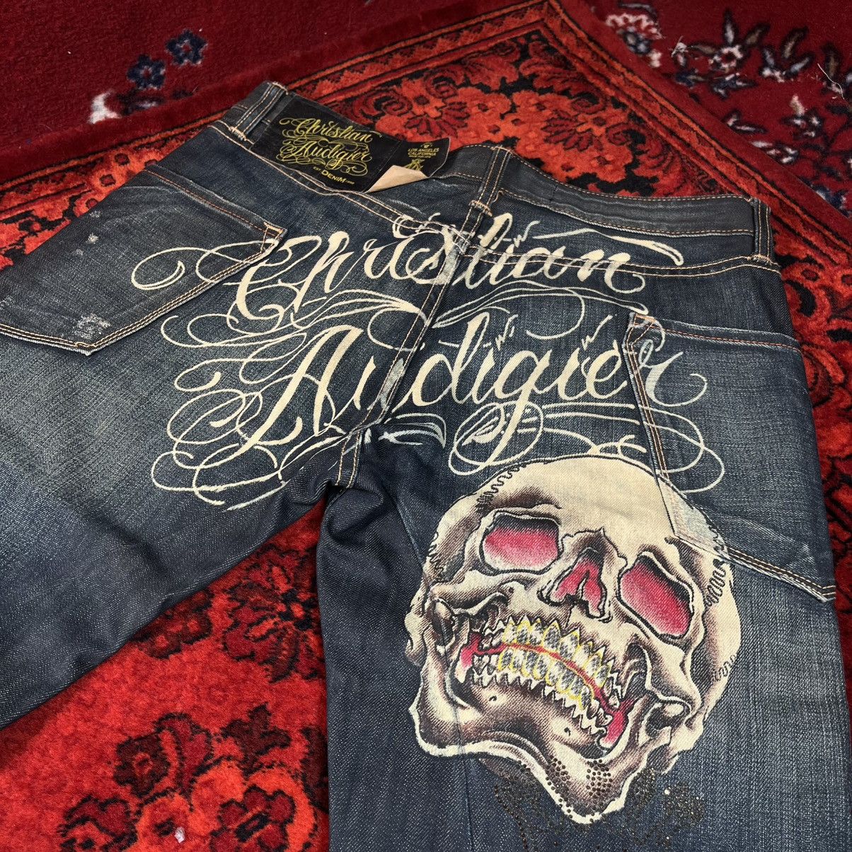 Christian Audigier Christian Audigier Jeans Skull Graphic Big Back Print Wide Size US 32 / EU 48 - 6 Thumbnail