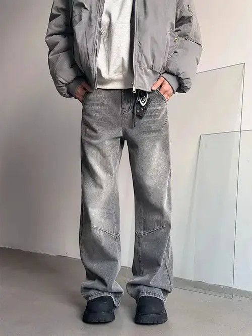 Jean High street Y2K washed smoky grey micro flare baggy jeans Size US 32 / EU 48 - 2 Thumbnail
