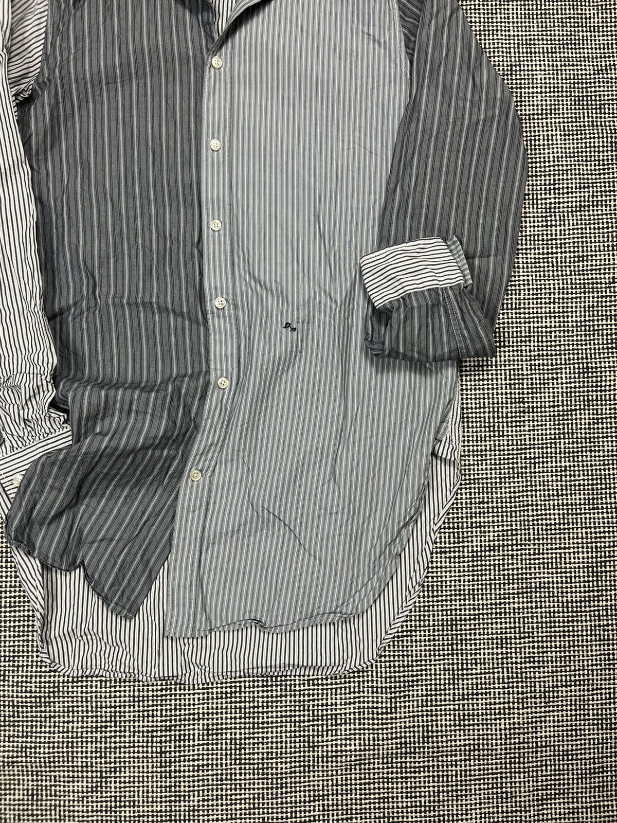 Diesel Diesel avant garde patchwork needless style striped shirt Size US M / EU 48-50 / 2 - 3 Thumbnail