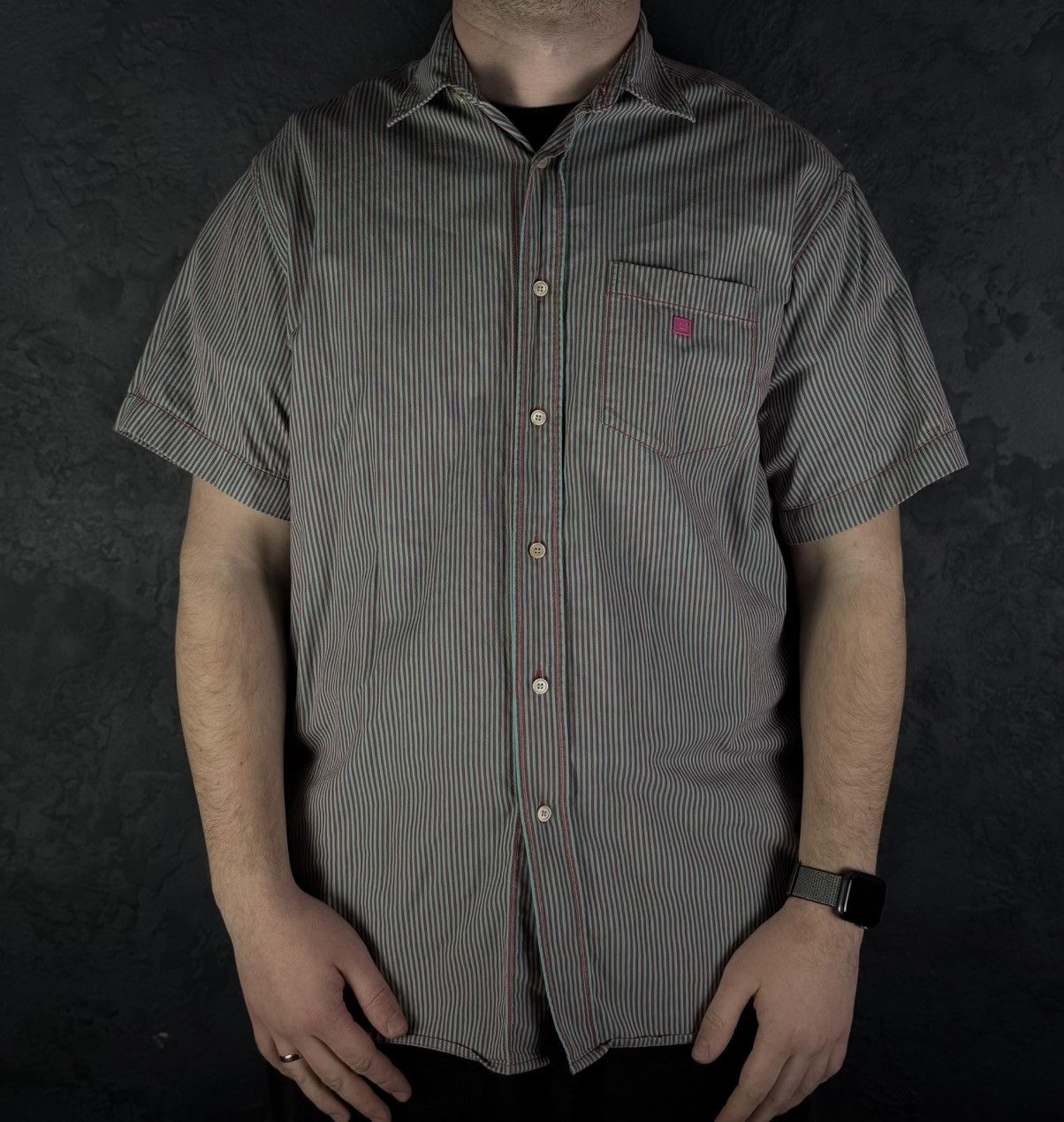 Acne Studios Acne Studios - Oversized Logo-Appliquéd Striped Cotton Shirt Size US S / EU 44-46 / 1 - 1 Thumbnail