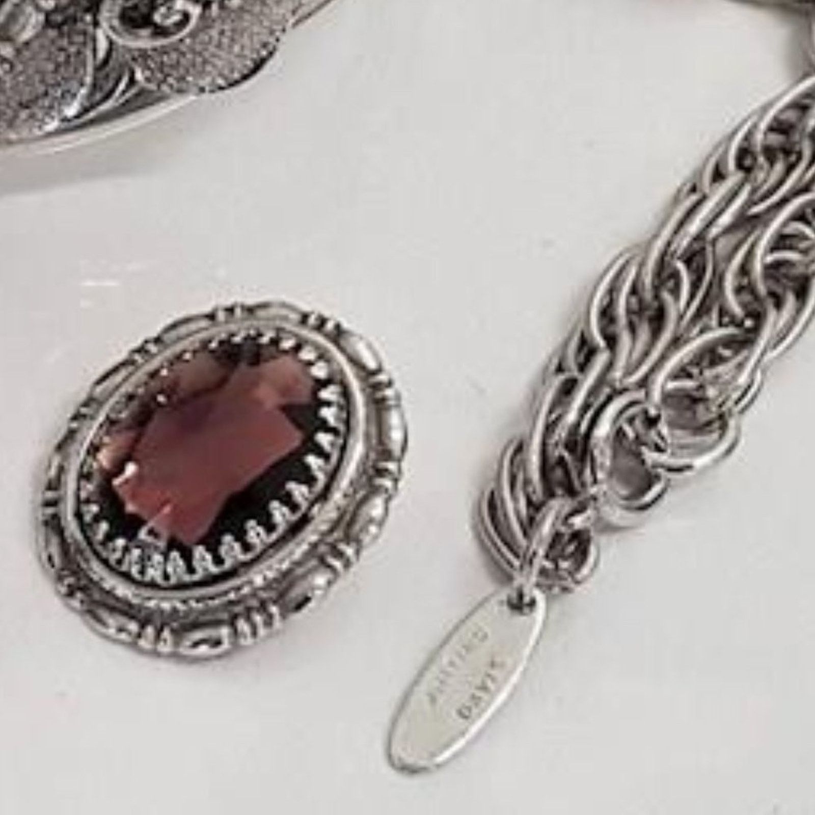 Designer Whiting & Davis Victorian Revival Glass Filigree Parure Size ONE SIZE - 6 Thumbnail