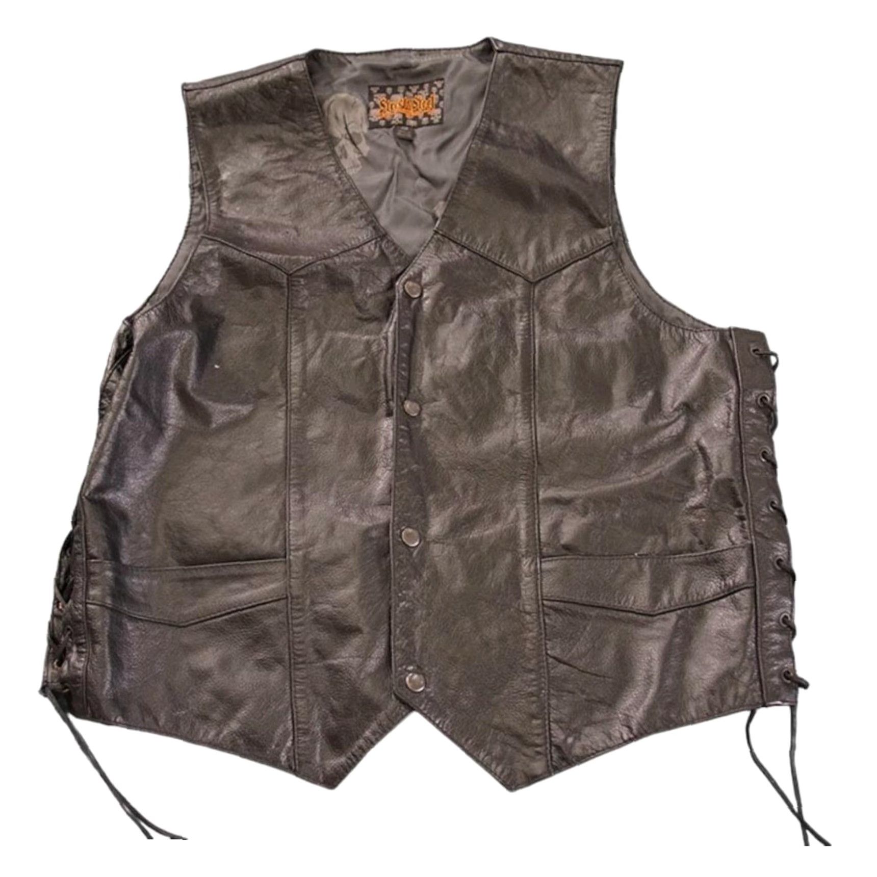 Vintage VINTAGE Street & Steel Leather Motorcycle Vest Men's 46 Black Size US S / EU 44-46 / 1 - 2 Thumbnail