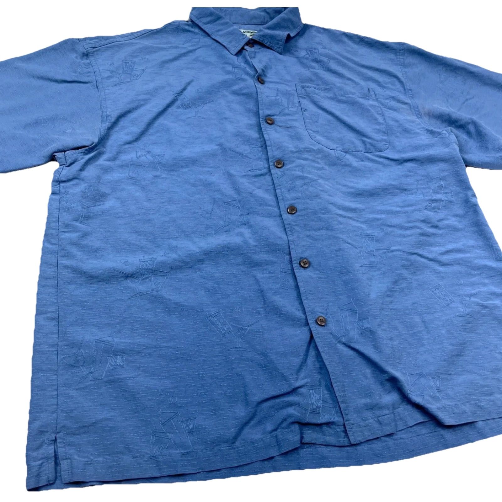 Big Dogs Big Dogs Shirt Men XL Blue Silk Button Up Camp Hawaiian Martini Drink Print Size US XL / EU 56 / 4 - 5 Thumbnail