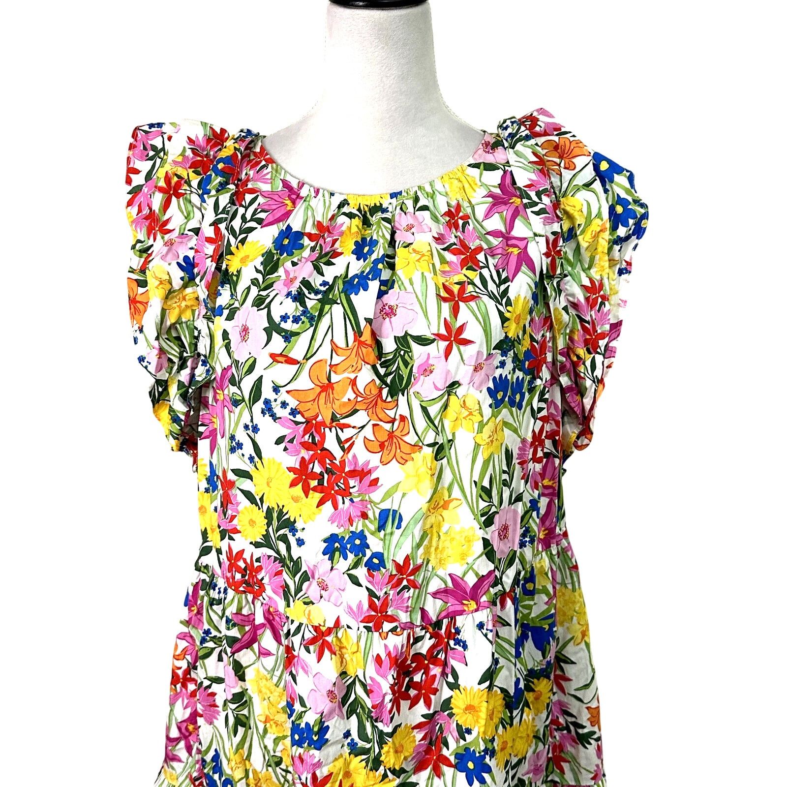 Other Maggy London Mini Dress Floral Ruffle Sleeves Multicolor 16 Size XXL / US 16-18 / IT 52-54 - 3 Thumbnail