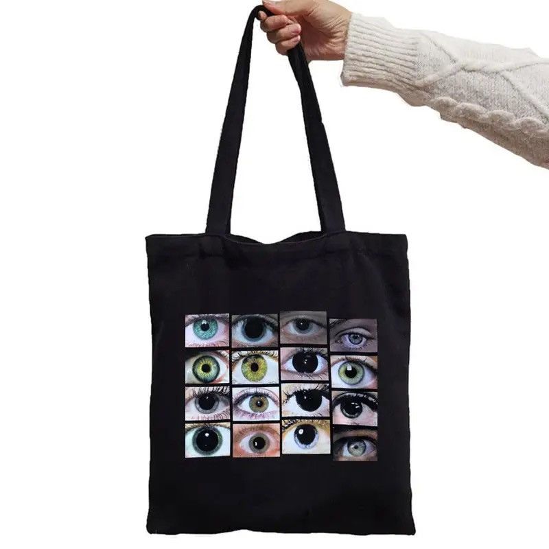Japanese Brand Eye Ball Bag Punk Trippy Evil Tote Shoulder Black Shopper Size ONE SIZE - 2 Thumbnail