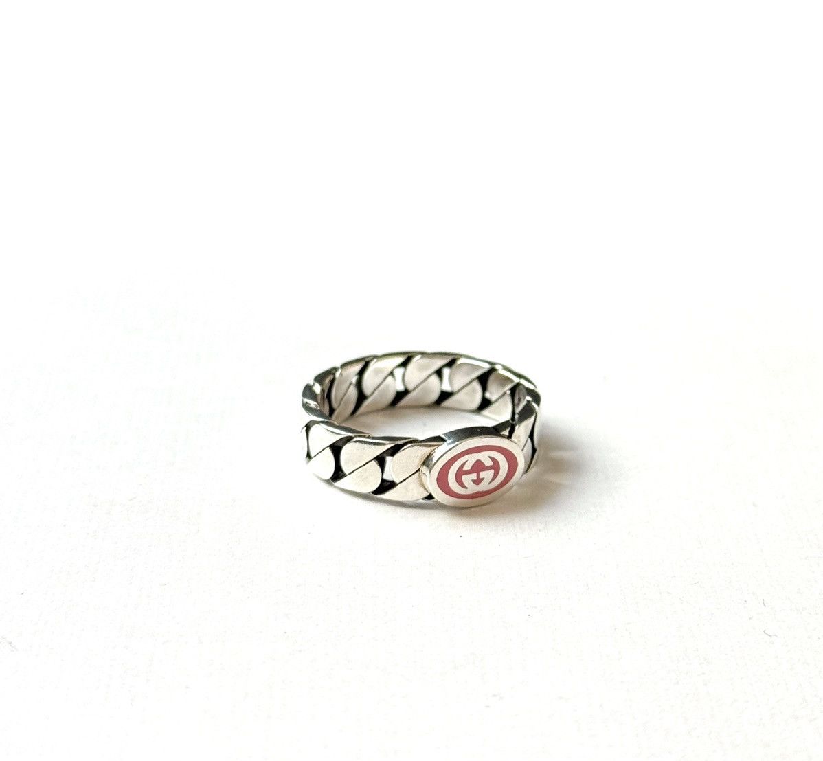 Gucci Gucci .925 Silver Link Ring Pink Size ONE SIZE - 2 Thumbnail