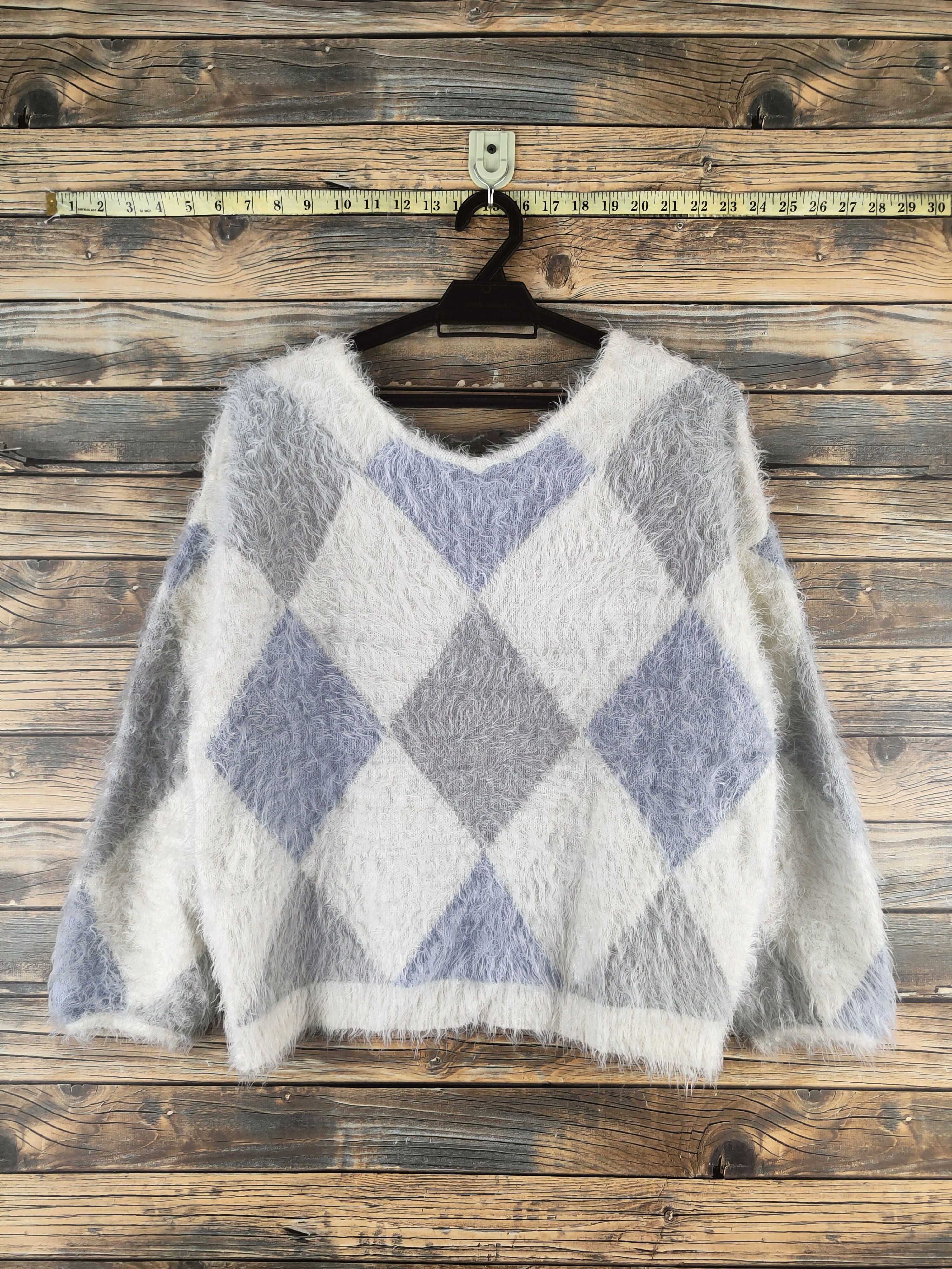 Japanese Brand DL Lip Service White Blue Gray Fur Mohair Knitwear #46-909 Size M / US 6-8 / IT 42-44 - 7 Thumbnail