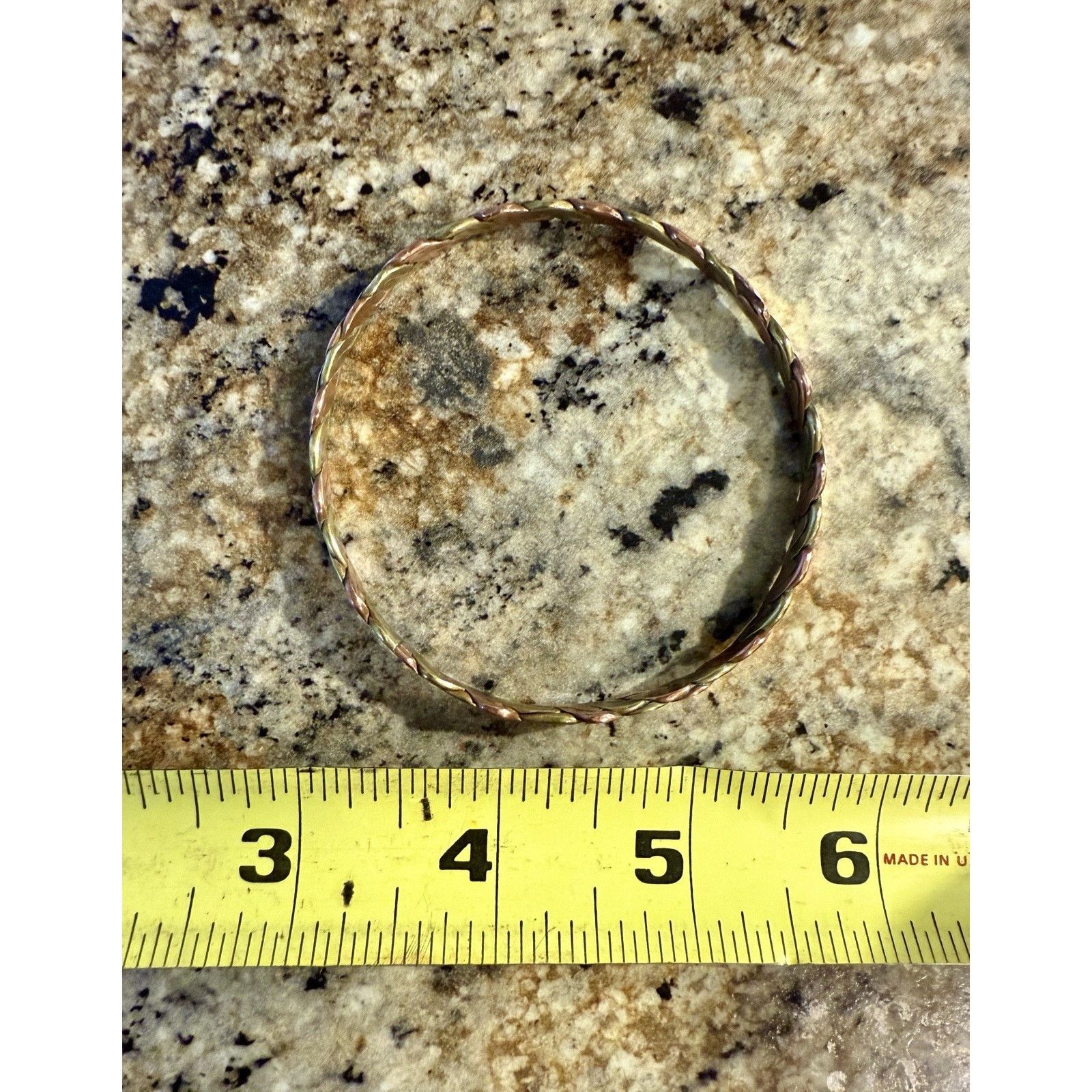 Handmade Vintage Handmade Flat Twisted Copper & Brass Bangle Bracelet Size ONE SIZE - 4 Thumbnail