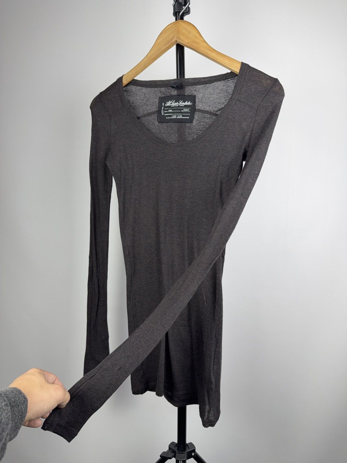 Allsaints Designer Retro AllSaints Luxury 00s Y2K Dress long sleeve Size S / US 4 / IT 40 - 4 Thumbnail