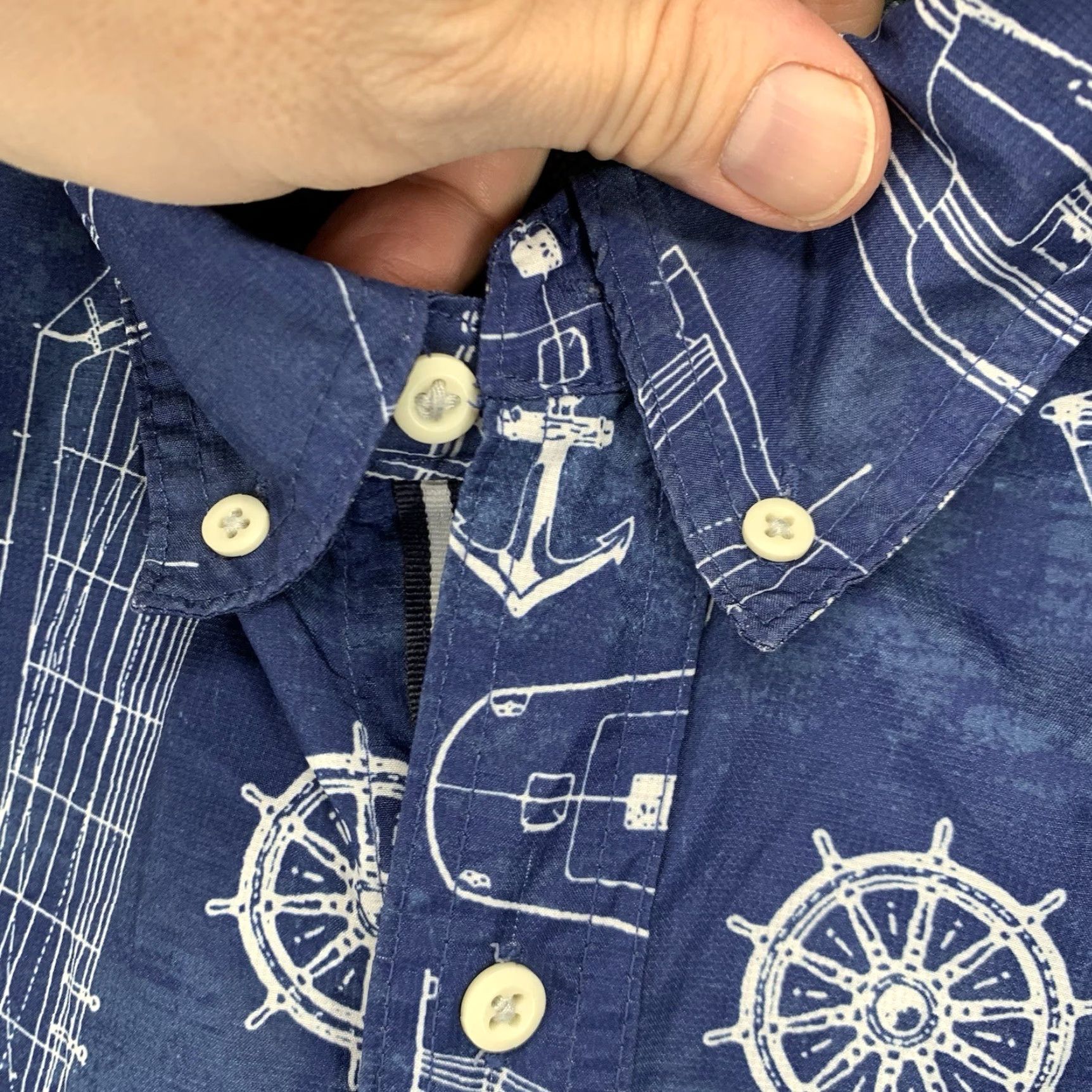 Chaps Mens Shirt Outdoor Fishing All Over Nautical Print Lightweight Thin Pockets 3XL Size US XXL / EU 58 / 5 - 5 Thumbnail