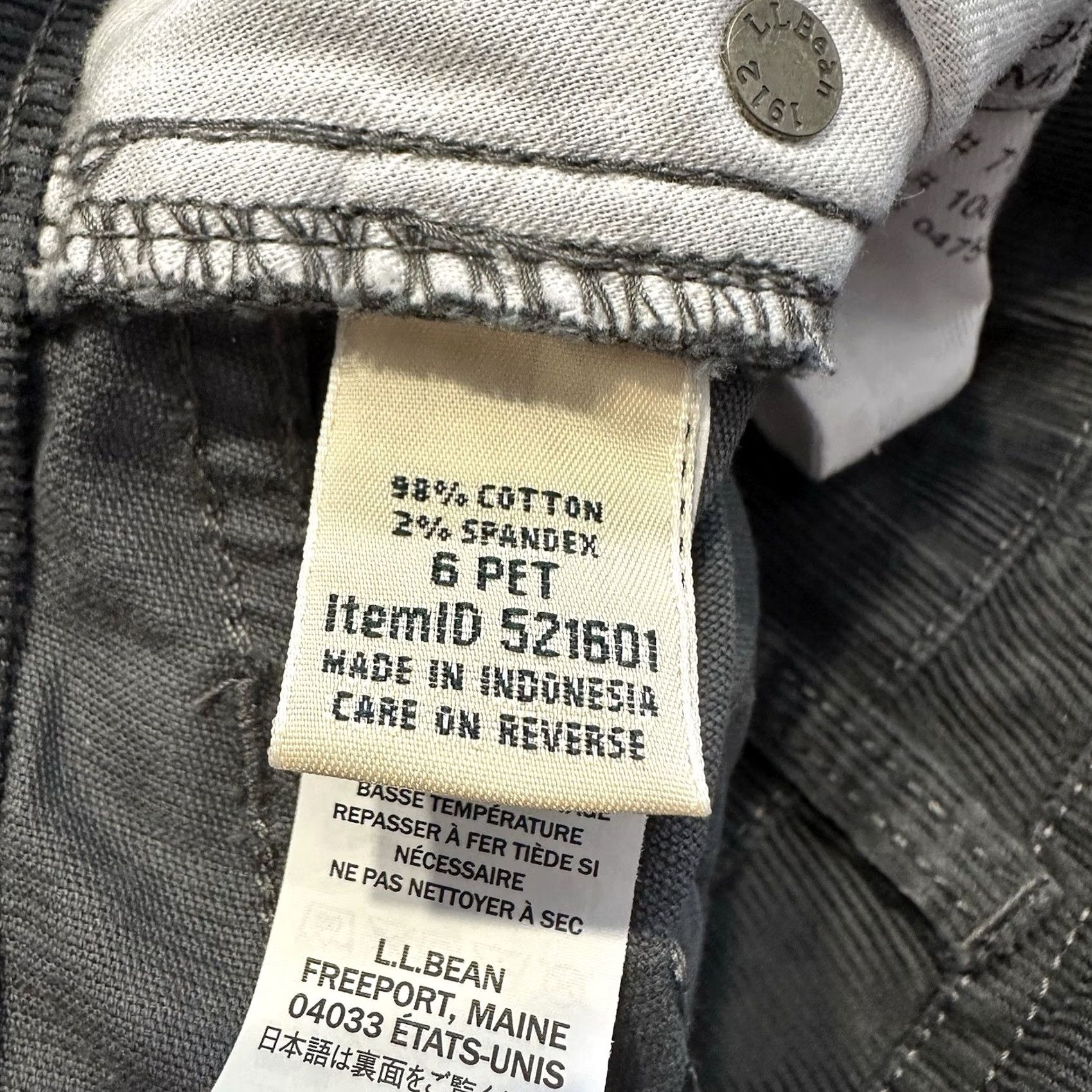 Vintage L.L. Bean Pants Womens 6P 28x27 Corduroy Straight Leg Mid Rise BeanFlex Stretch Pants Clothing Womens 6P Gray Corduroy Straight Rise 28x27 Stretch Size 28" / US 6 / IT 42 - 7 Thumbnail