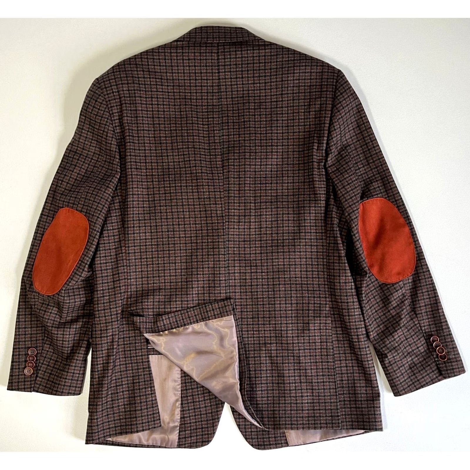 Vintage Sartoria Tosi Blazer Jacket Wool Blend Plaid Elbow Patches Made in Italy Sz 40 R Brown Men’s Size 40R - 5 Thumbnail