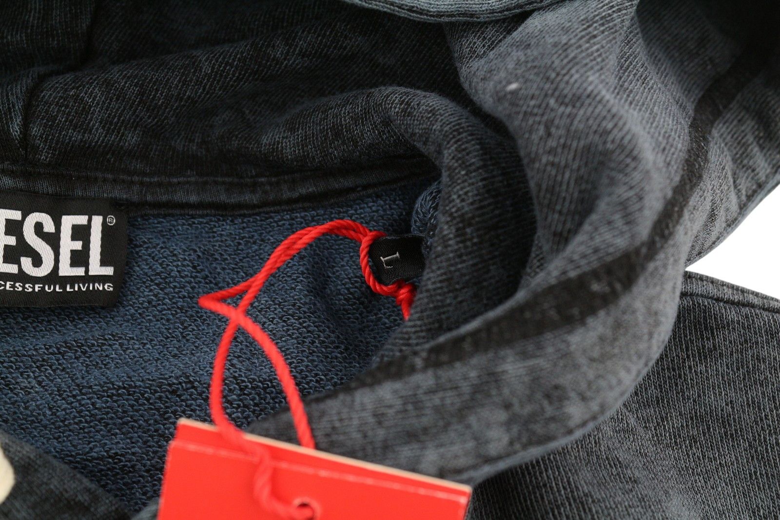Diesel S-Ginn-Hood-E1 Men Hoodie L Washed Grey Distress 41051 Size US L / EU 52-54 / 3 - 6 Thumbnail