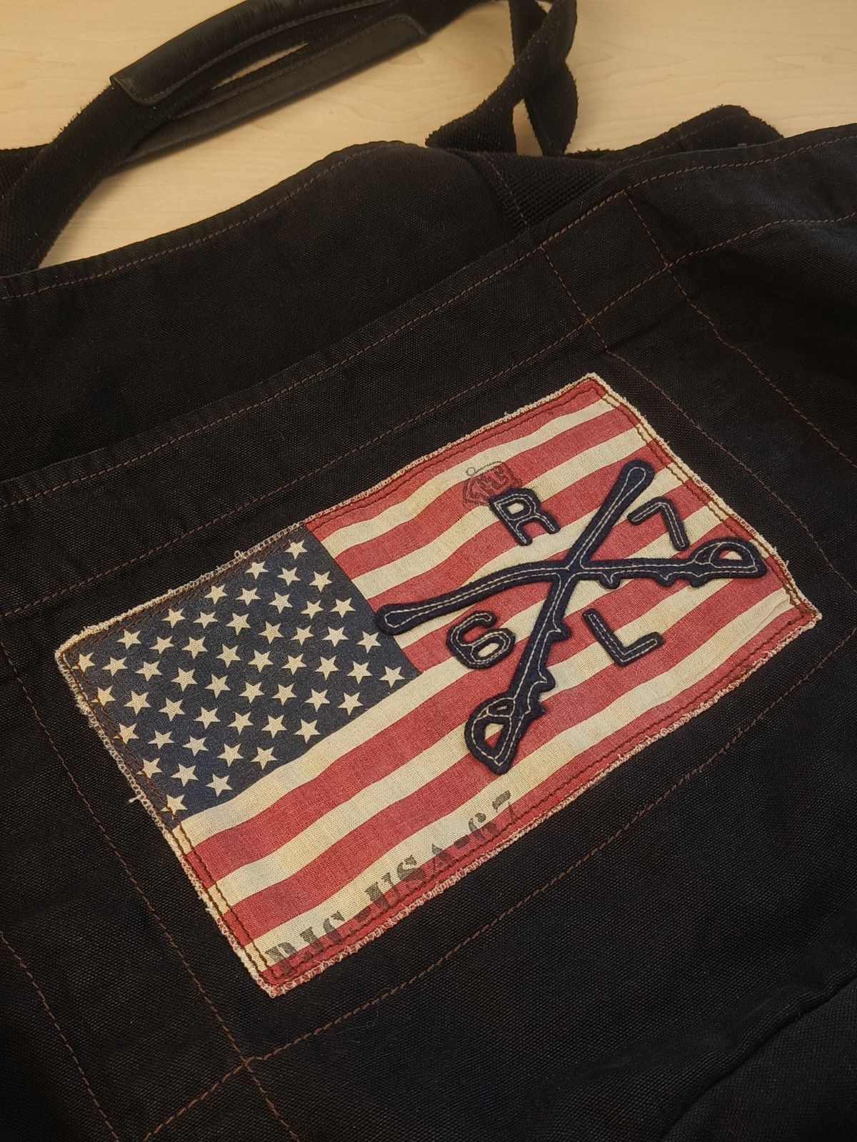 Polo Ralph Lauren Polo Jeans Co. PRL American Flag Patch Canvas Denim Tote Bag Size ONE SIZE - 4 Thumbnail
